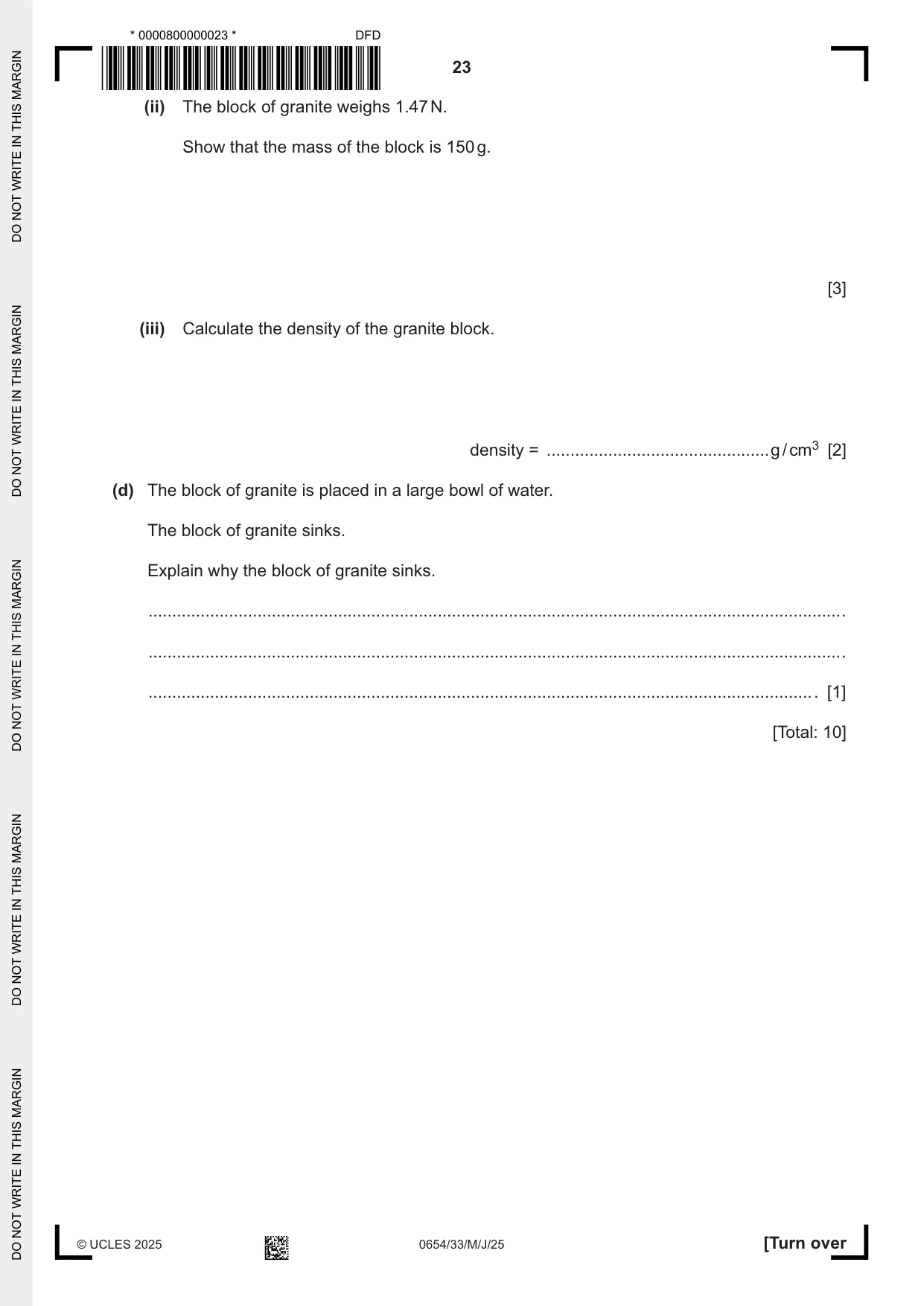 Cambridge IGCSE Sciences - Co-ordinated (Double) 0654 2025 May/June Paper 3 · Variant 3 question paper, page 23 of 28