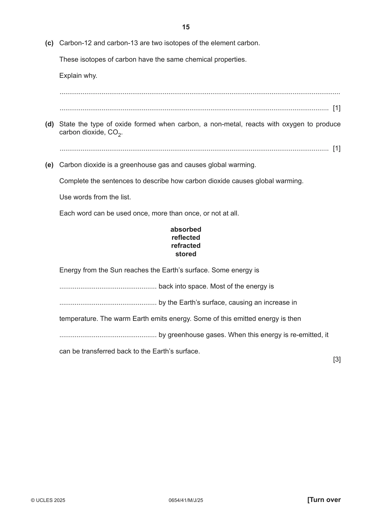 Cambridge IGCSE Sciences - Co-ordinated (Double) 0654 2025 May/June Paper 4 · Variant 1 question paper, page 15 of 32