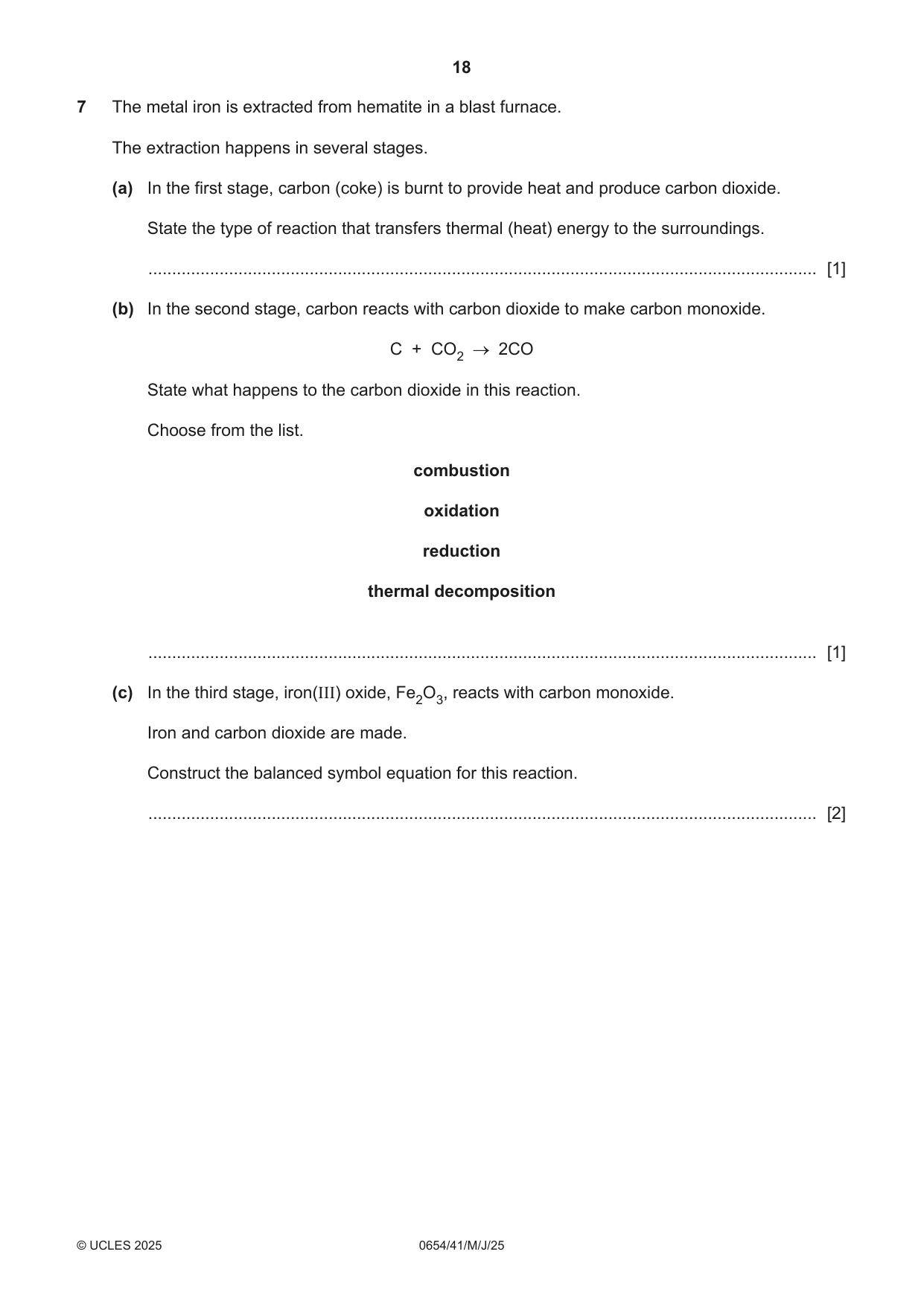 Cambridge IGCSE Sciences - Co-ordinated (Double) 0654 2025 May/June Paper 4 · Variant 1 question paper, page 18 of 32