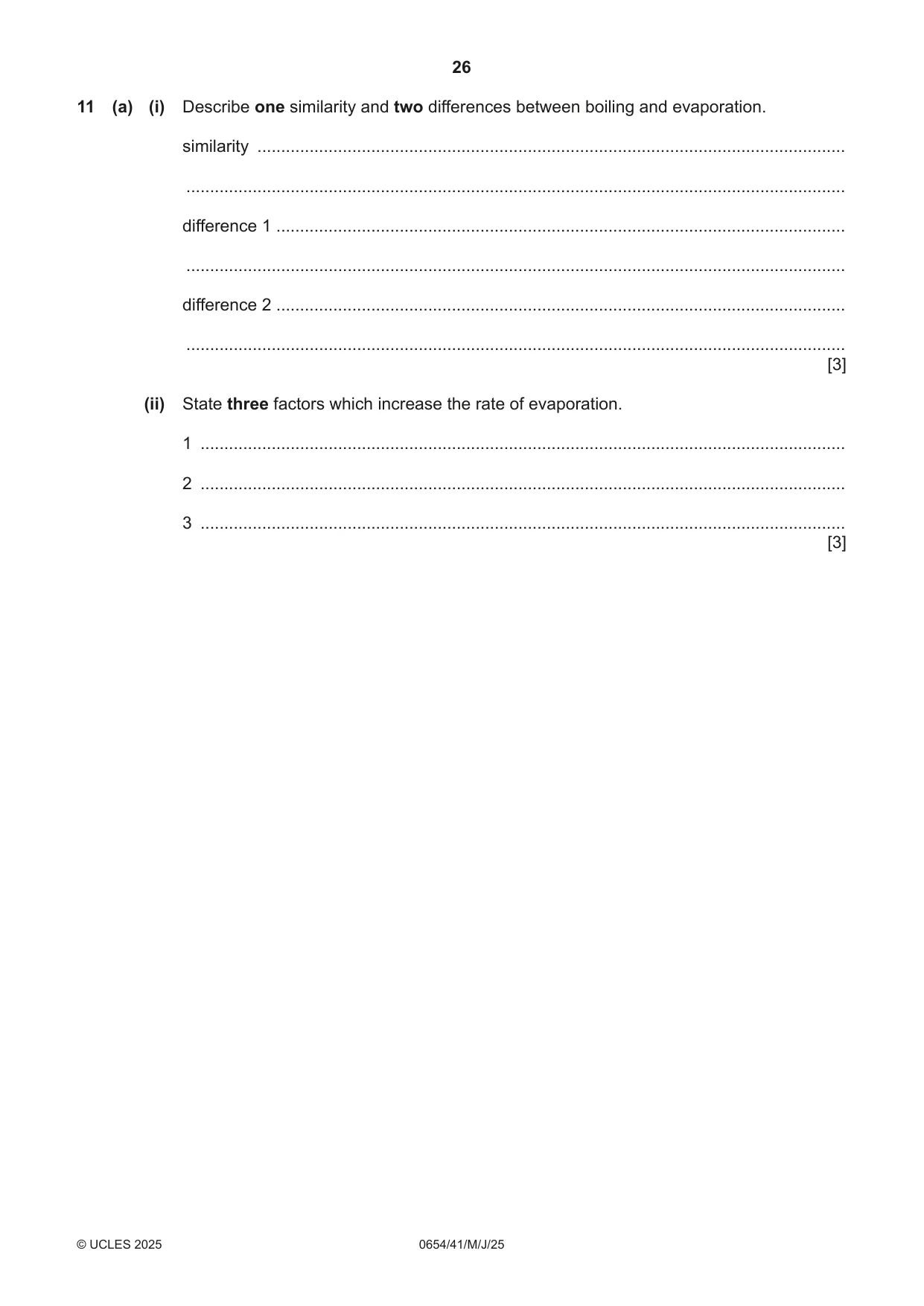 Cambridge IGCSE Sciences - Co-ordinated (Double) 0654 2025 May/June Paper 4 · Variant 1 question paper, page 26 of 32