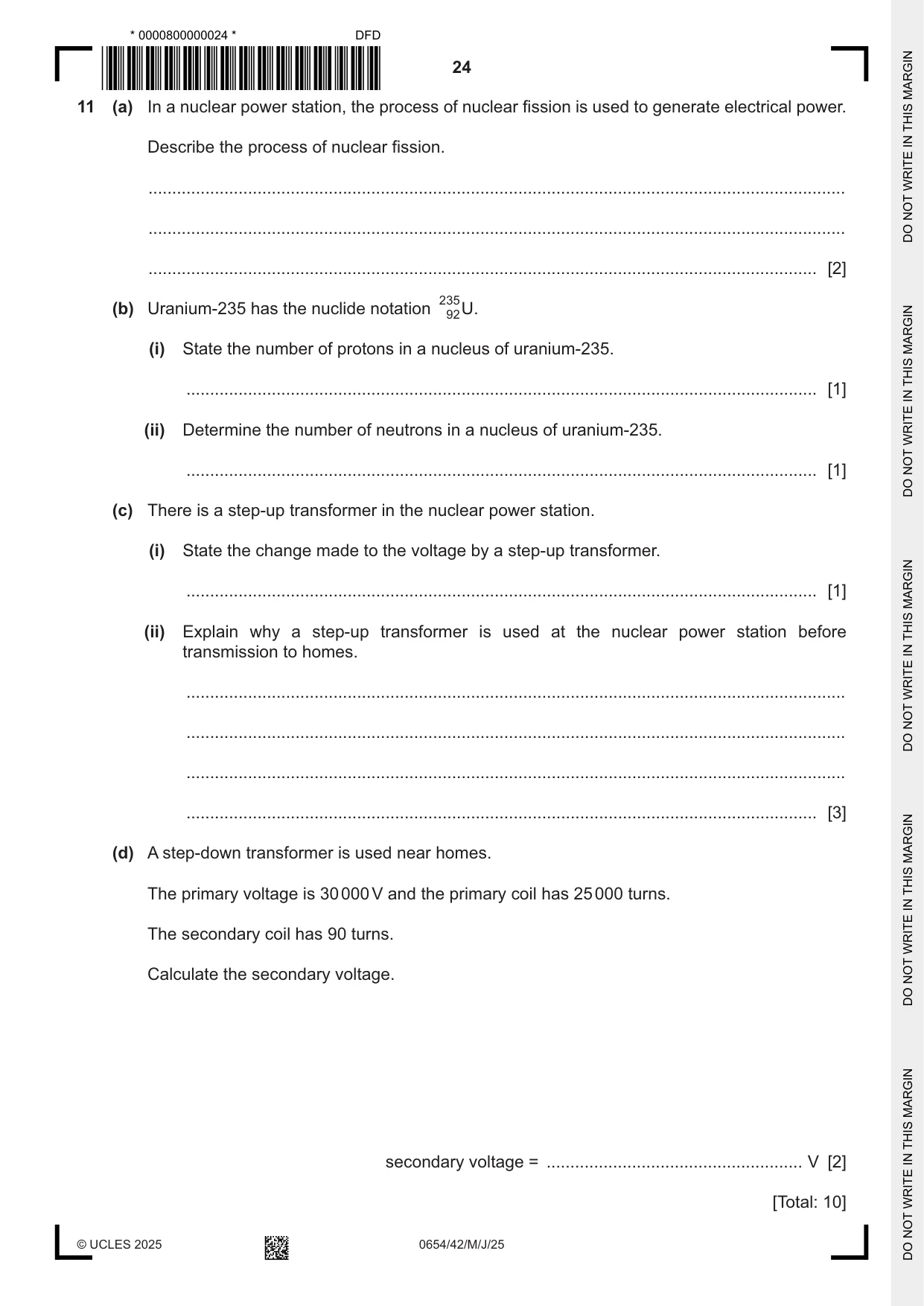 Cambridge IGCSE Sciences - Co-ordinated (Double) 0654 2025 May/June Paper 4 · Variant 2 question paper, page 24 of 28