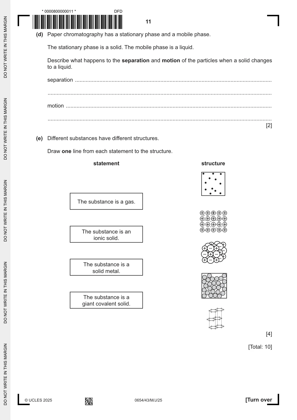 Cambridge IGCSE Sciences - Co-ordinated (Double) 0654 2025 May/June Paper 4 · Variant 3 question paper, page 11 of 28
