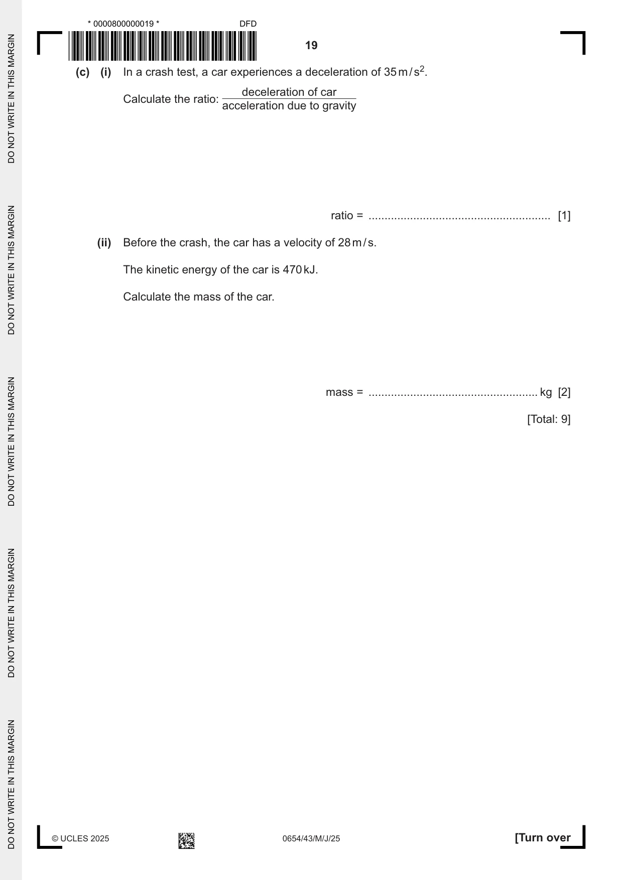 Cambridge IGCSE Sciences - Co-ordinated (Double) 0654 2025 May/June Paper 4 · Variant 3 question paper, page 19 of 28