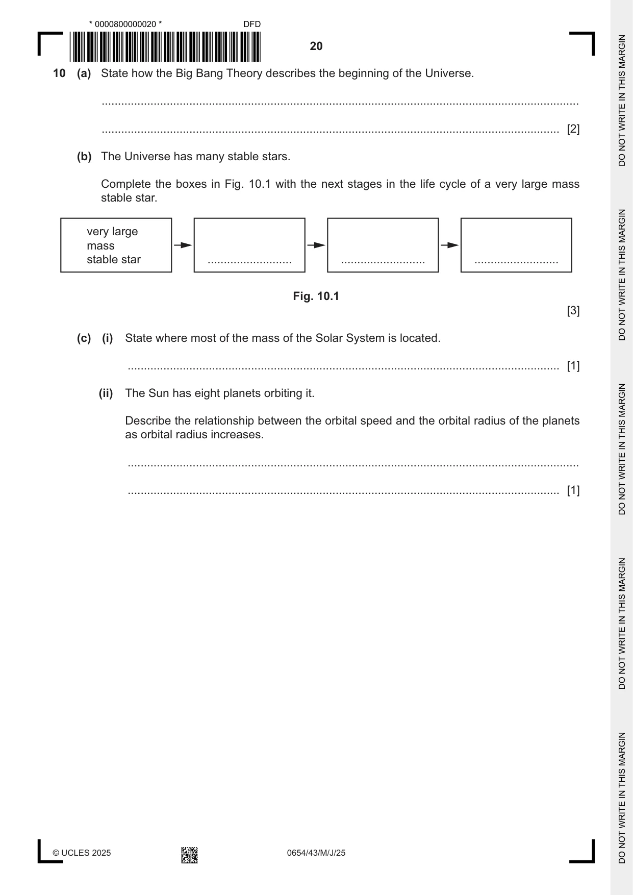 Cambridge IGCSE Sciences - Co-ordinated (Double) 0654 2025 May/June Paper 4 · Variant 3 question paper, page 20 of 28