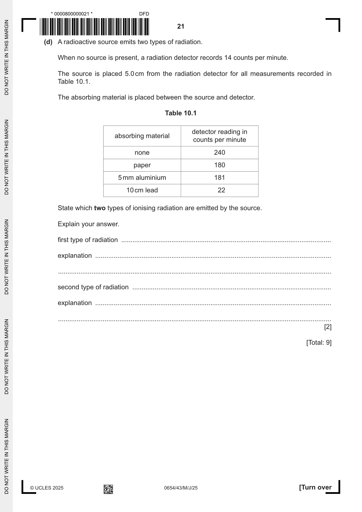 Cambridge IGCSE Sciences - Co-ordinated (Double) 0654 2025 May/June Paper 4 · Variant 3 question paper, page 21 of 28
