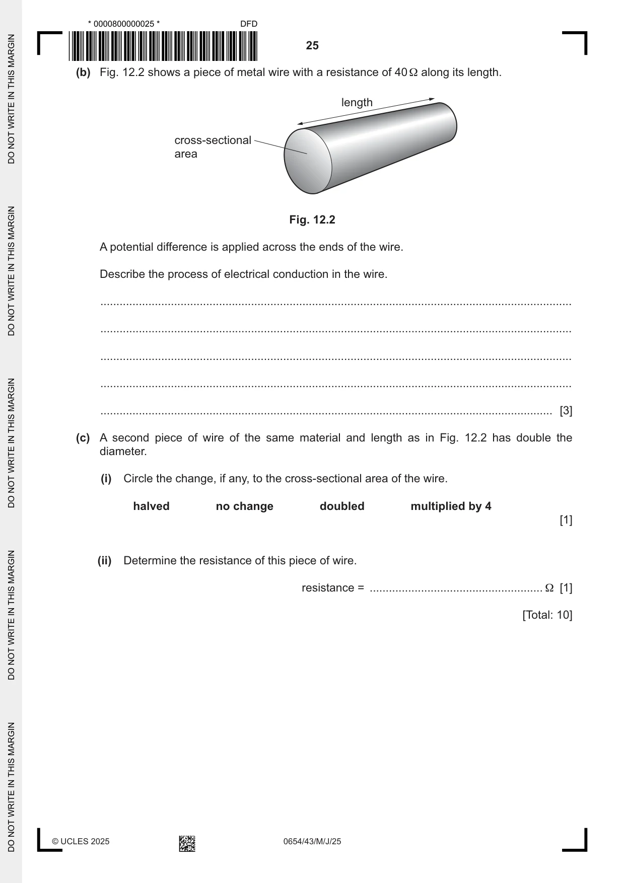 Cambridge IGCSE Sciences - Co-ordinated (Double) 0654 2025 May/June Paper 4 · Variant 3 question paper, page 25 of 28