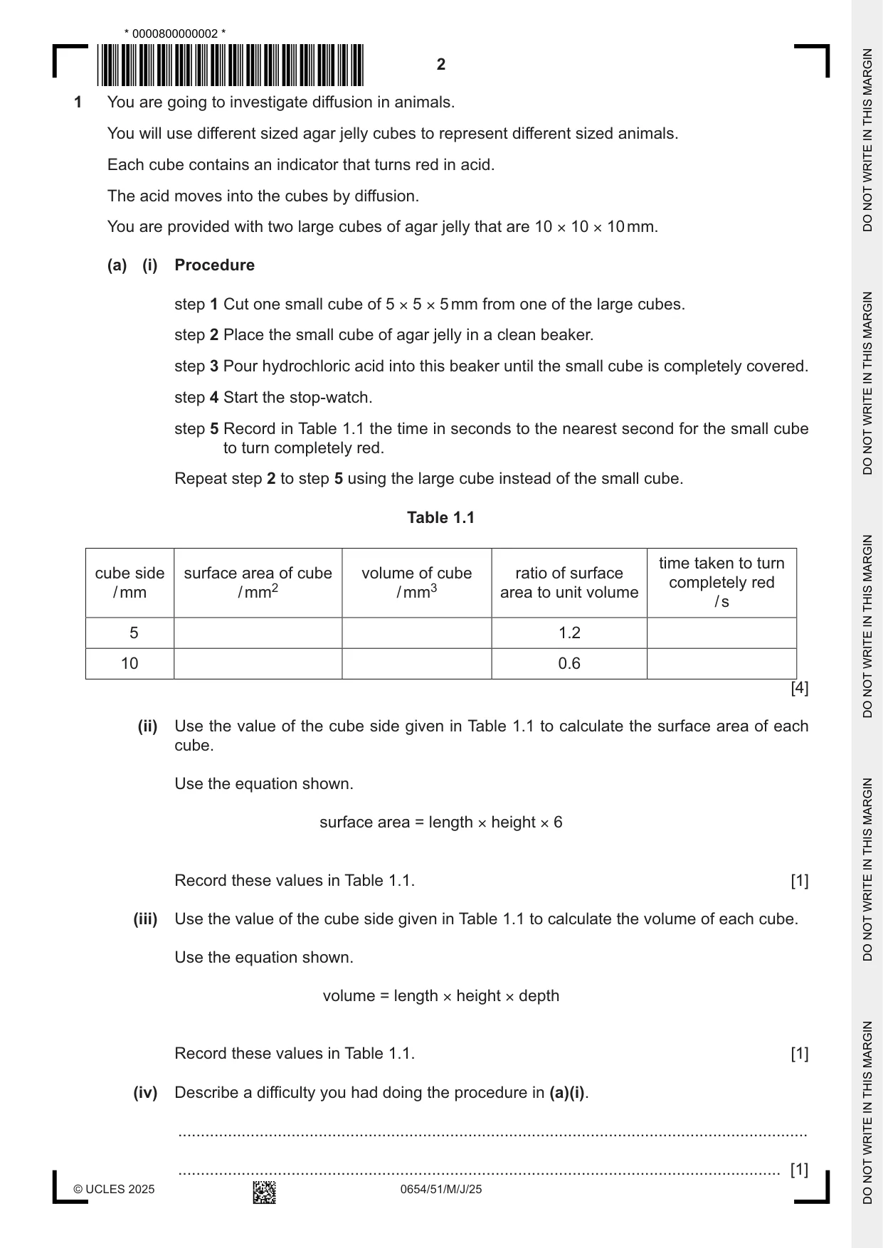 Cambridge IGCSE Sciences - Co-ordinated (Double) 0654 2025 May/June Paper 5 · Variant 1 question paper, page 2 of 24