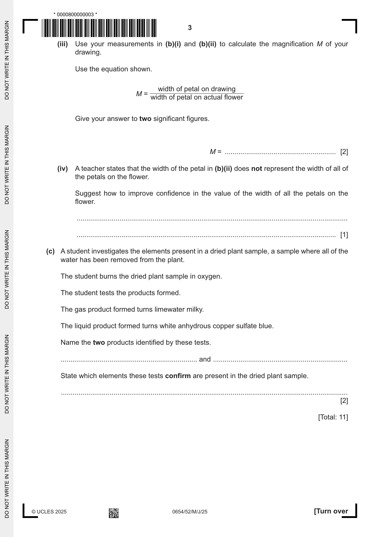 Cambridge IGCSE Sciences - Co-ordinated (Double) 0654 2025 May/June Paper 5 · Variant 2 question paper, page 3 of 16