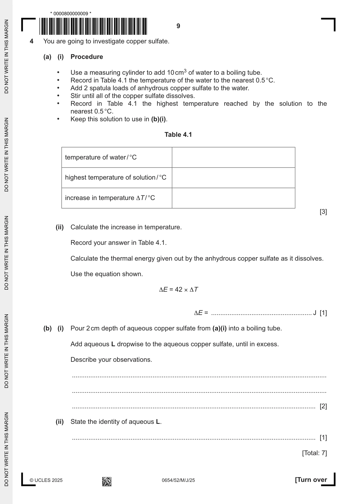 Cambridge IGCSE Sciences - Co-ordinated (Double) 0654 2025 May/June Paper 5 · Variant 2 question paper, page 9 of 16