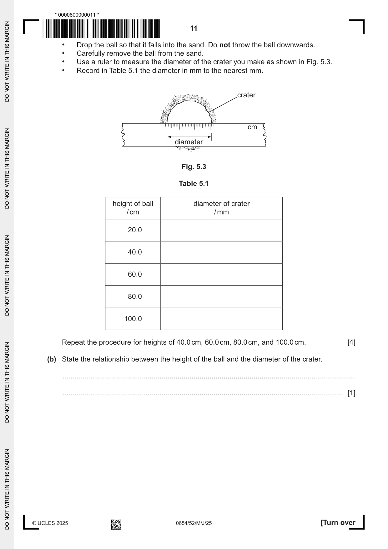 Cambridge IGCSE Sciences - Co-ordinated (Double) 0654 2025 May/June Paper 5 · Variant 2 question paper, page 11 of 16