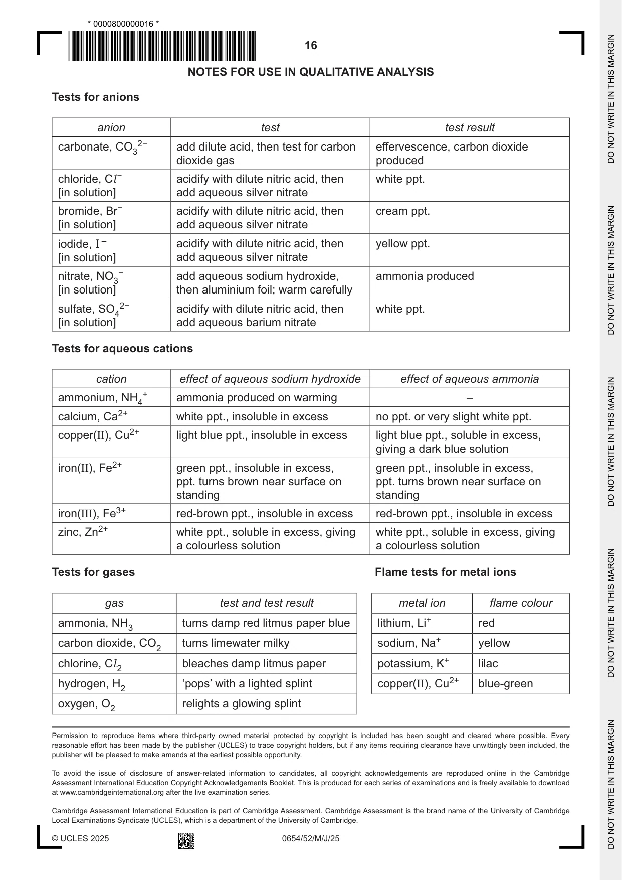 Cambridge IGCSE Sciences - Co-ordinated (Double) 0654 2025 May/June Paper 5 · Variant 2 question paper, page 16 of 16