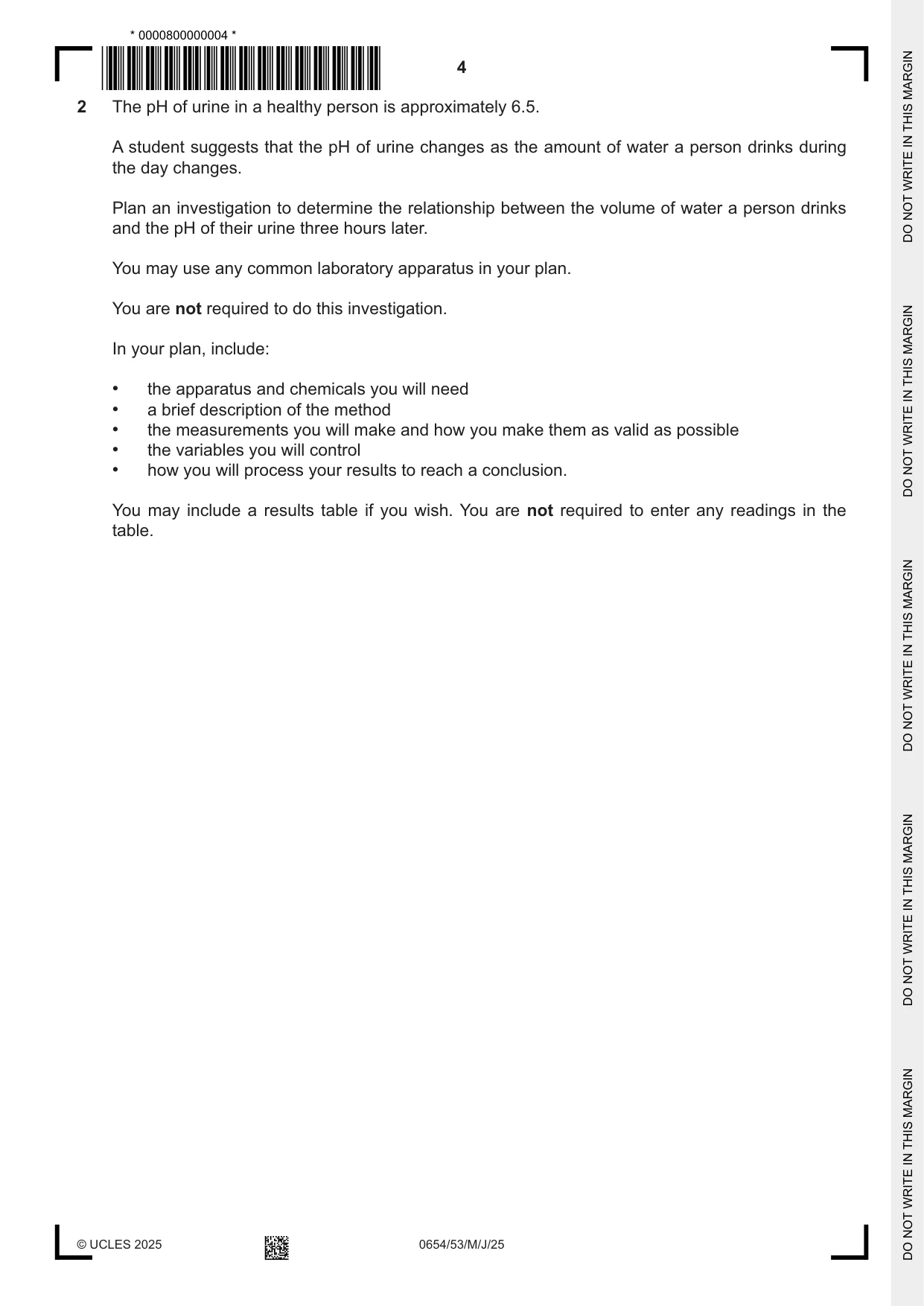 Cambridge IGCSE Sciences - Co-ordinated (Double) 0654 2025 May/June Paper 5 · Variant 3 question paper, page 4 of 20