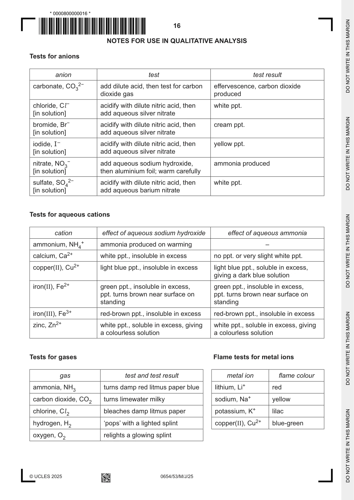 Cambridge IGCSE Sciences - Co-ordinated (Double) 0654 2025 May/June Paper 5 · Variant 3 question paper, page 16 of 20