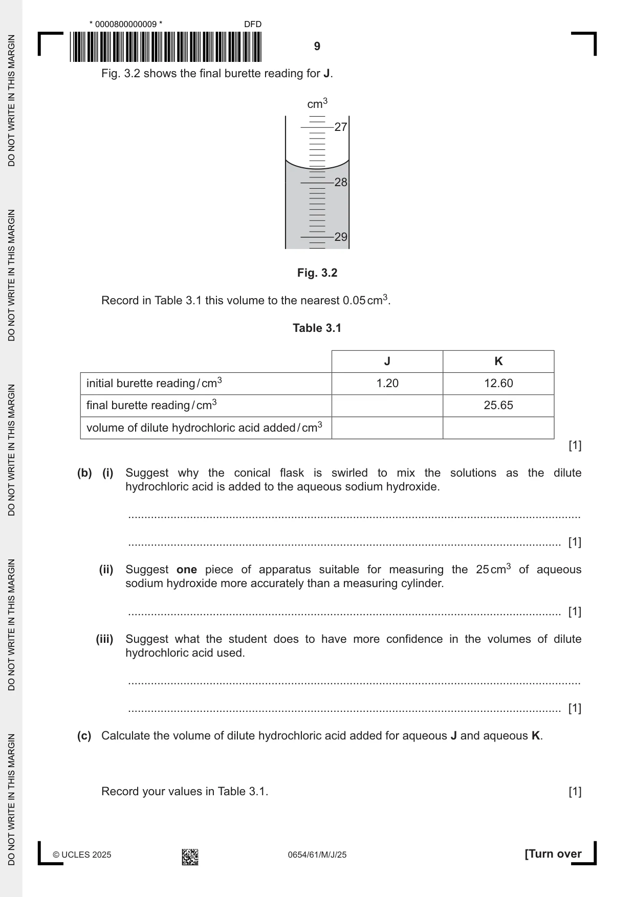 Cambridge IGCSE Sciences - Co-ordinated (Double) 0654 2025 May/June Paper 6 · Variant 1 question paper, page 9 of 24