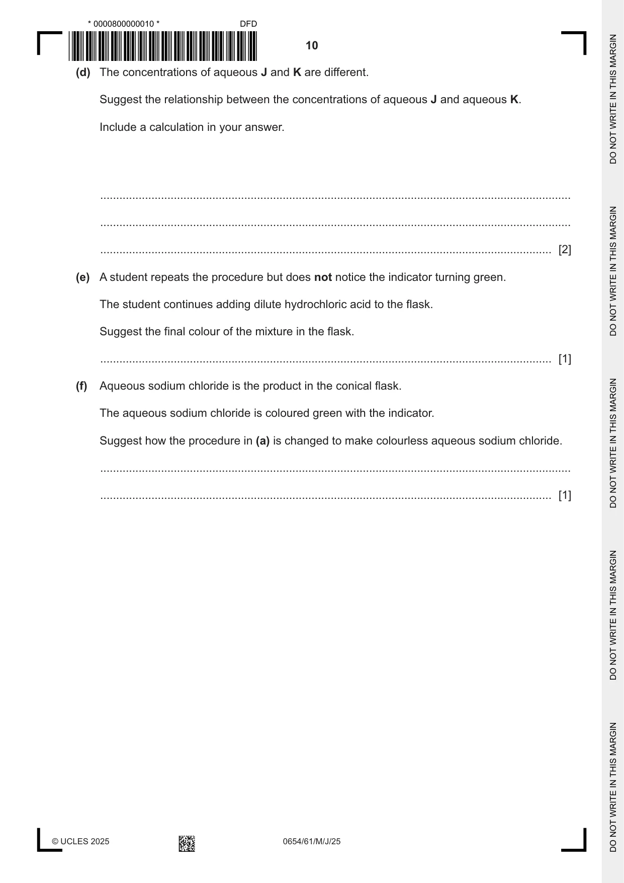 Cambridge IGCSE Sciences - Co-ordinated (Double) 0654 2025 May/June Paper 6 · Variant 1 question paper, page 10 of 24