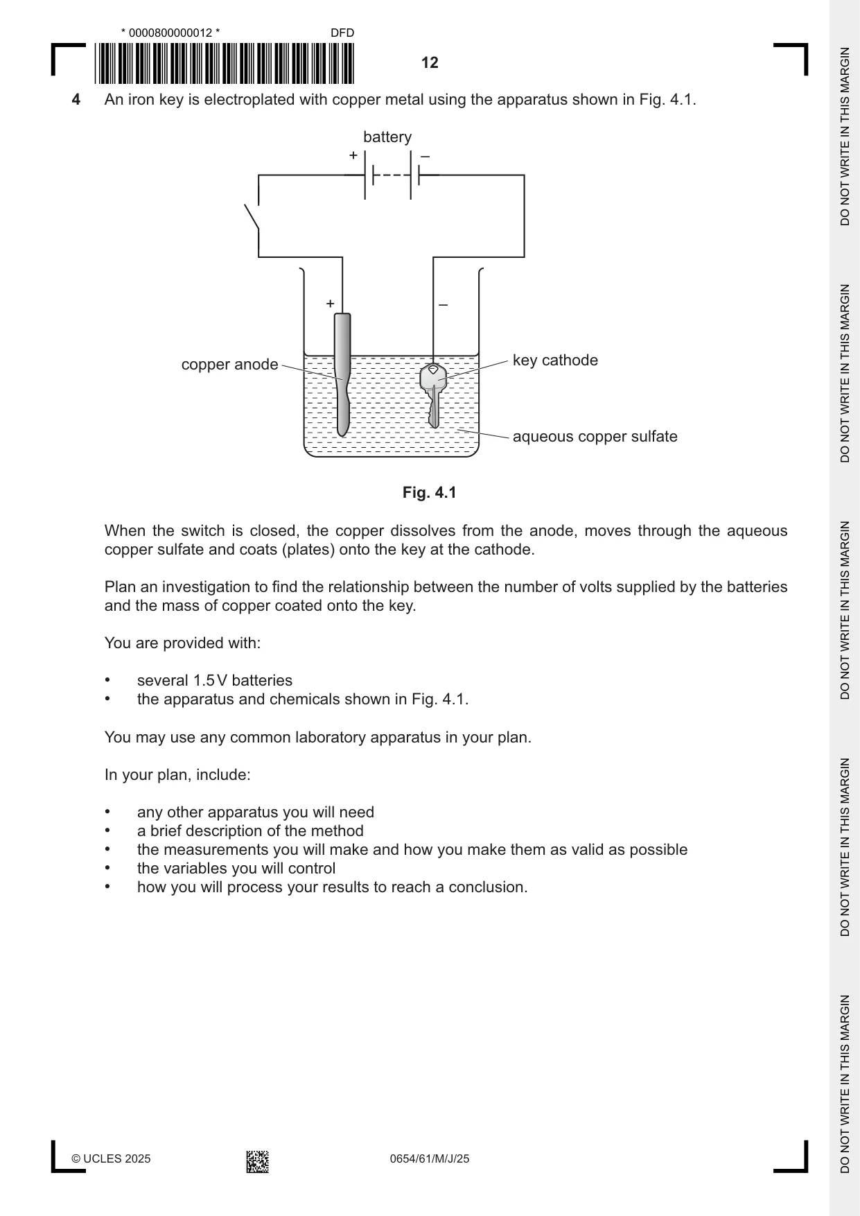 Cambridge IGCSE Sciences - Co-ordinated (Double) 0654 2025 May/June Paper 6 · Variant 1 question paper, page 12 of 24