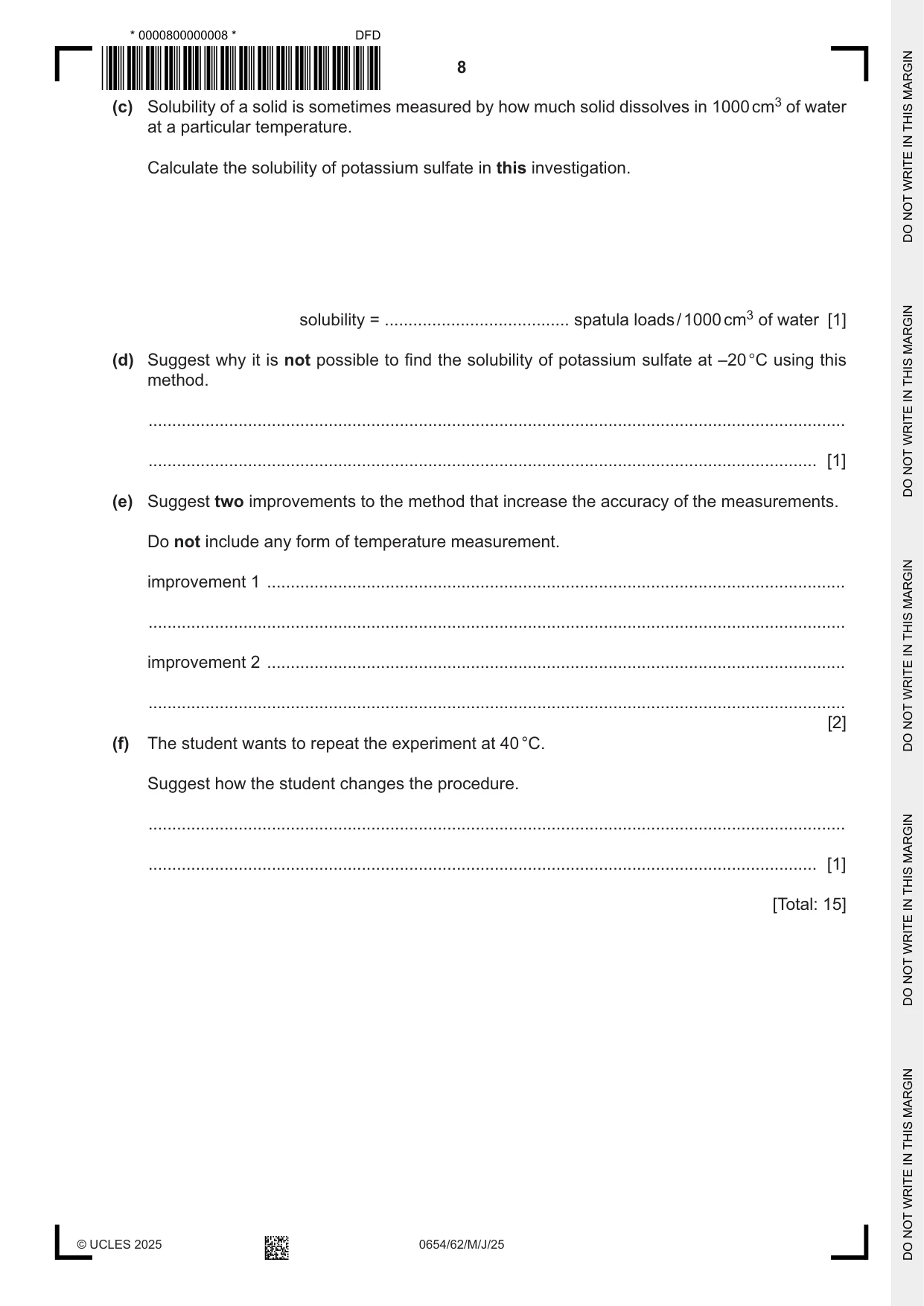 Cambridge IGCSE Sciences - Co-ordinated (Double) 0654 2025 May/June Paper 6 · Variant 2 question paper, page 8 of 20