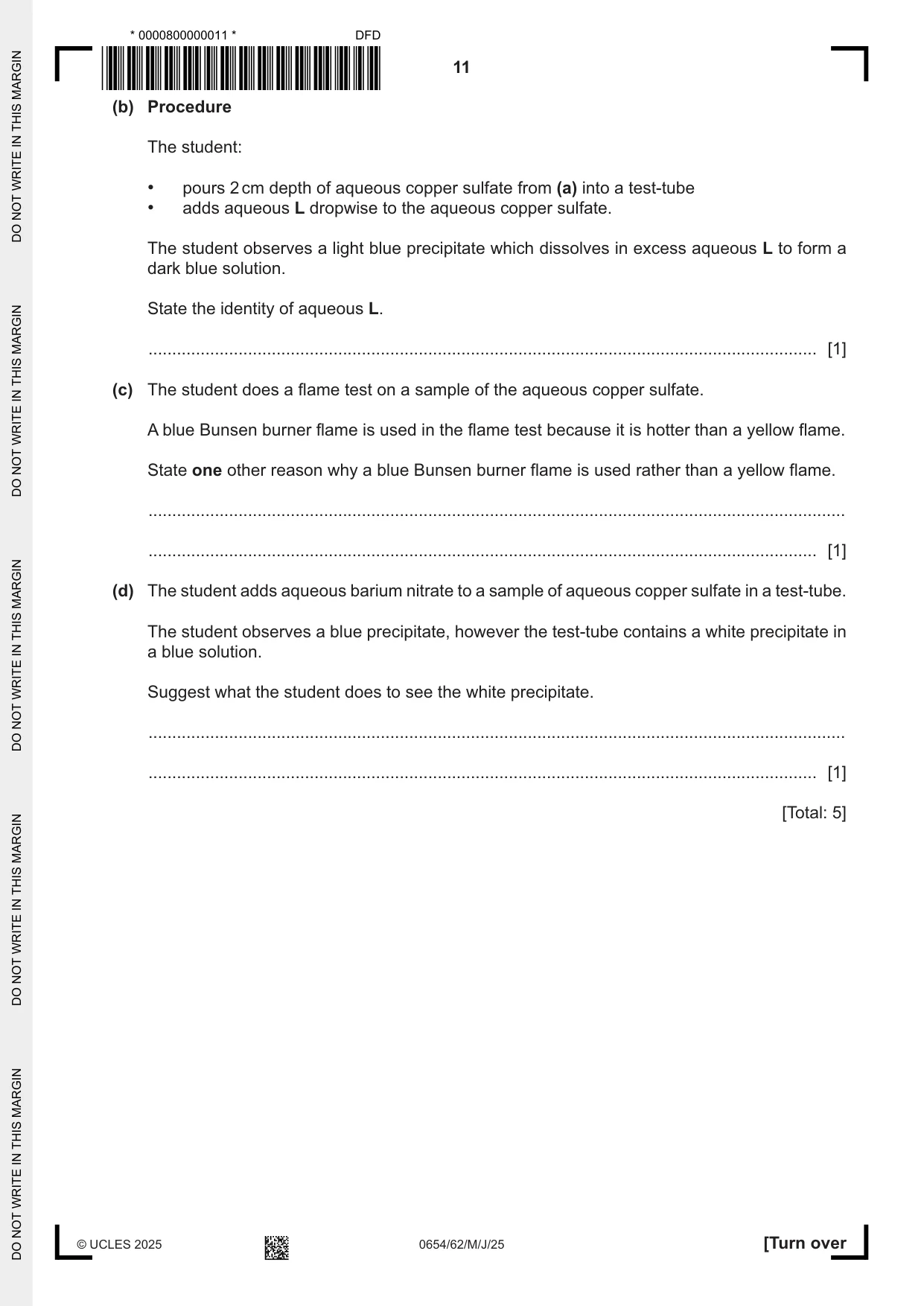 Cambridge IGCSE Sciences - Co-ordinated (Double) 0654 2025 May/June Paper 6 · Variant 2 question paper, page 11 of 20
