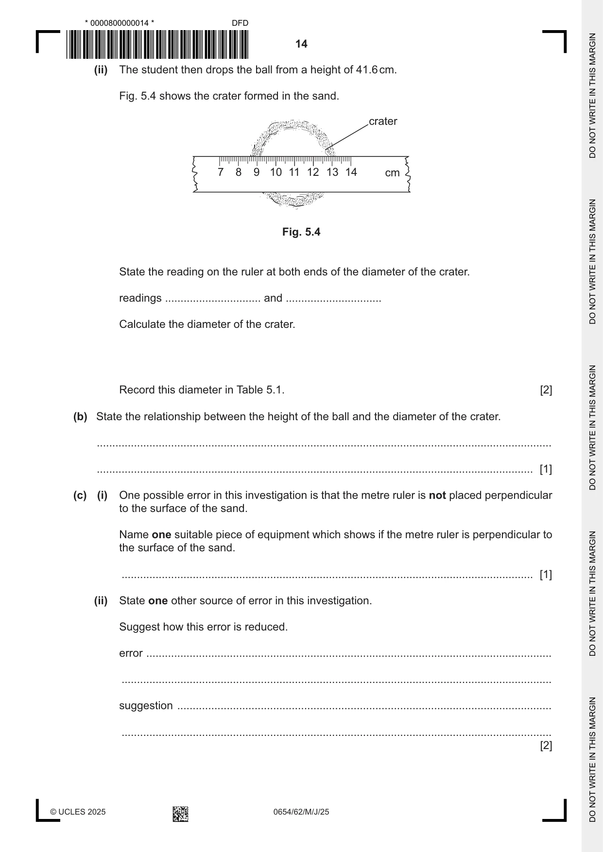 Cambridge IGCSE Sciences - Co-ordinated (Double) 0654 2025 May/June Paper 6 · Variant 2 question paper, page 14 of 20