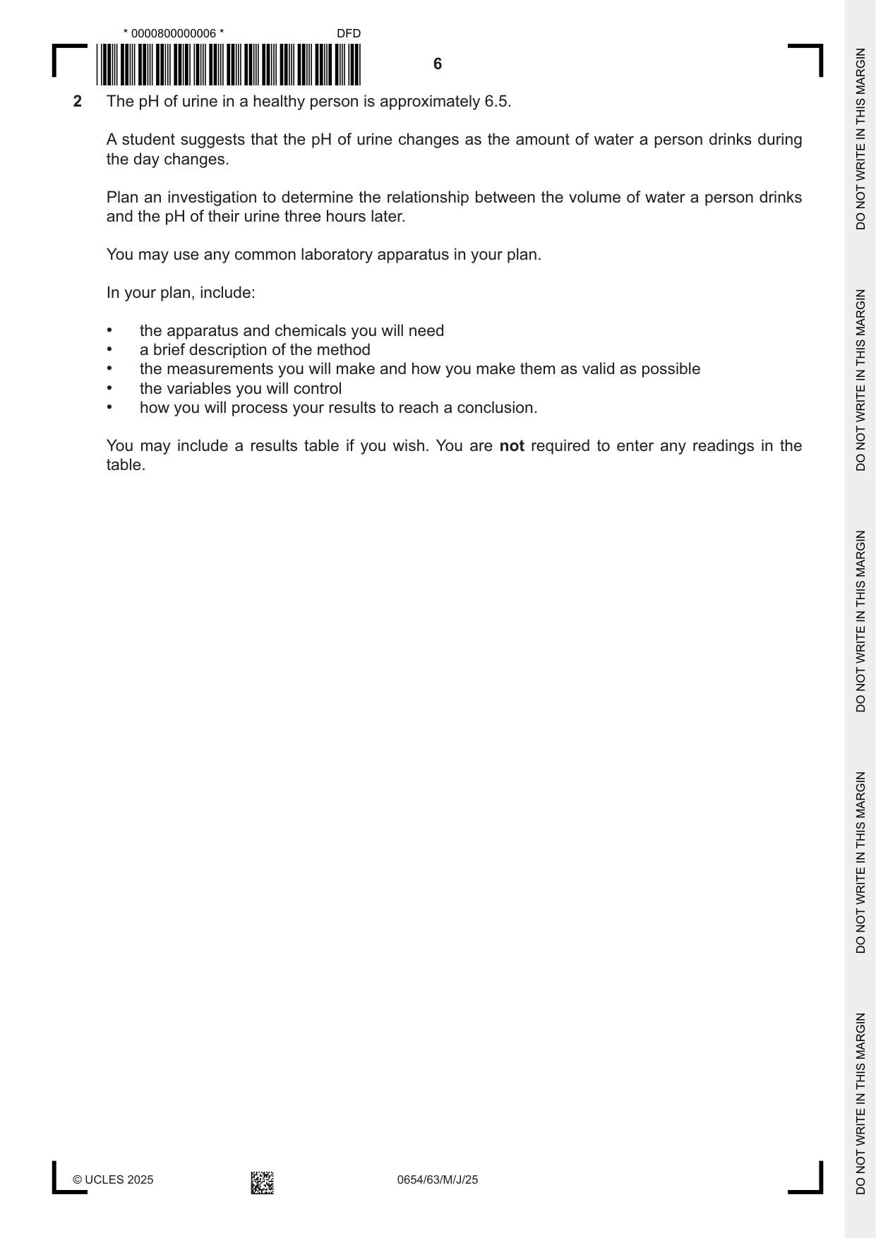 Cambridge IGCSE Sciences - Co-ordinated (Double) 0654 2025 May/June Paper 6 · Variant 3 question paper, page 6 of 24