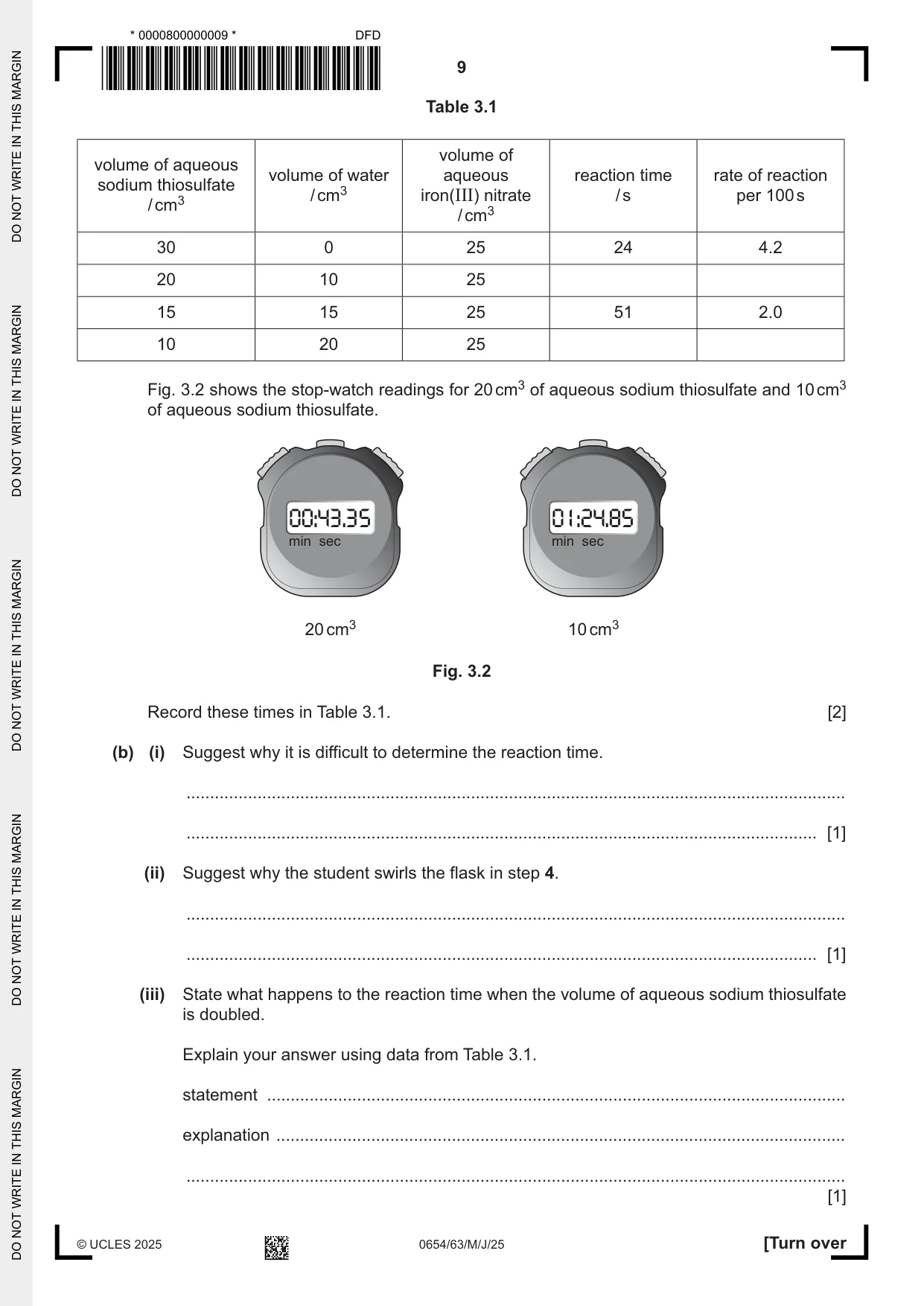 Cambridge IGCSE Sciences - Co-ordinated (Double) 0654 2025 May/June Paper 6 · Variant 3 question paper, page 9 of 24