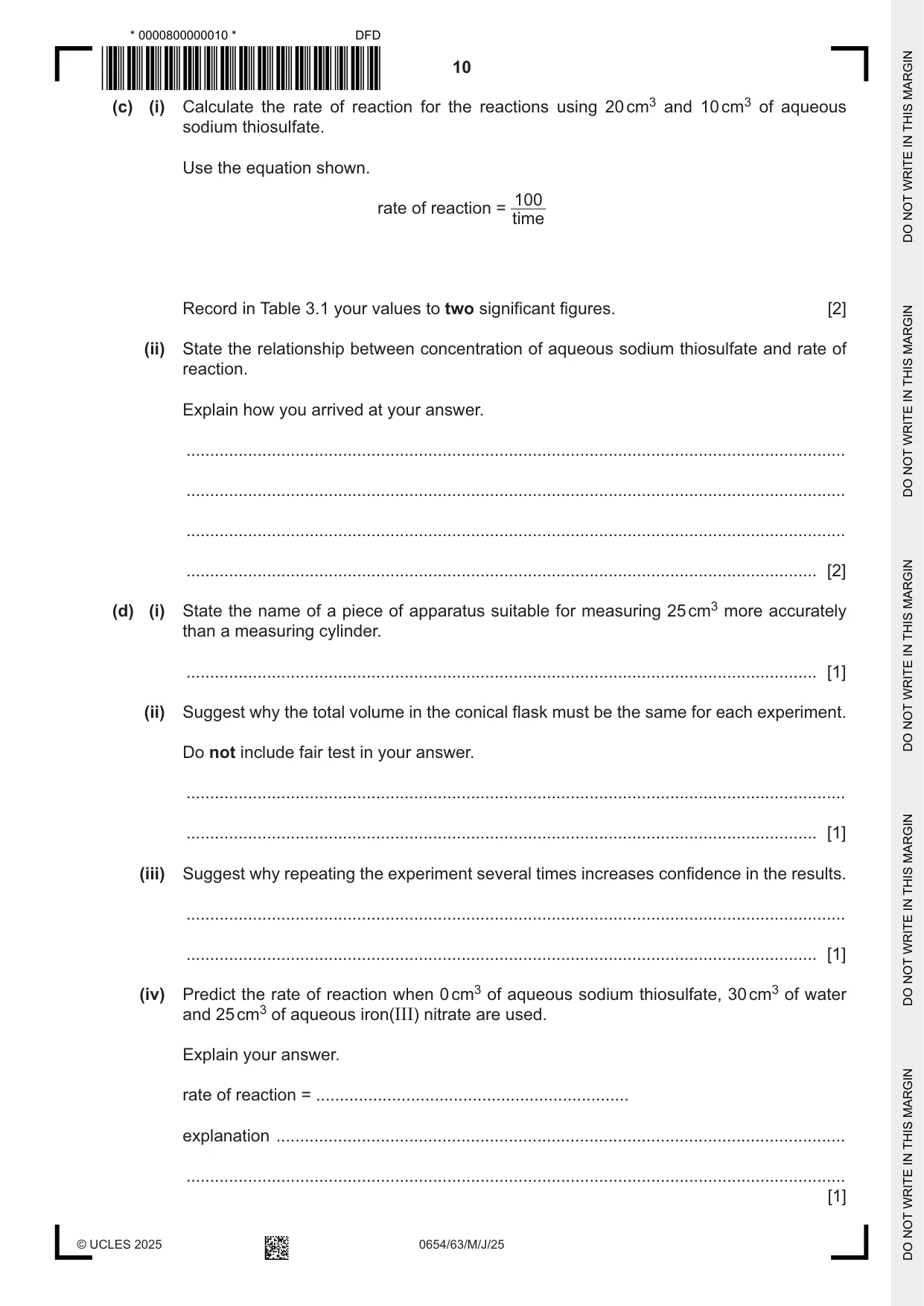 Cambridge IGCSE Sciences - Co-ordinated (Double) 0654 2025 May/June Paper 6 · Variant 3 question paper, page 10 of 24