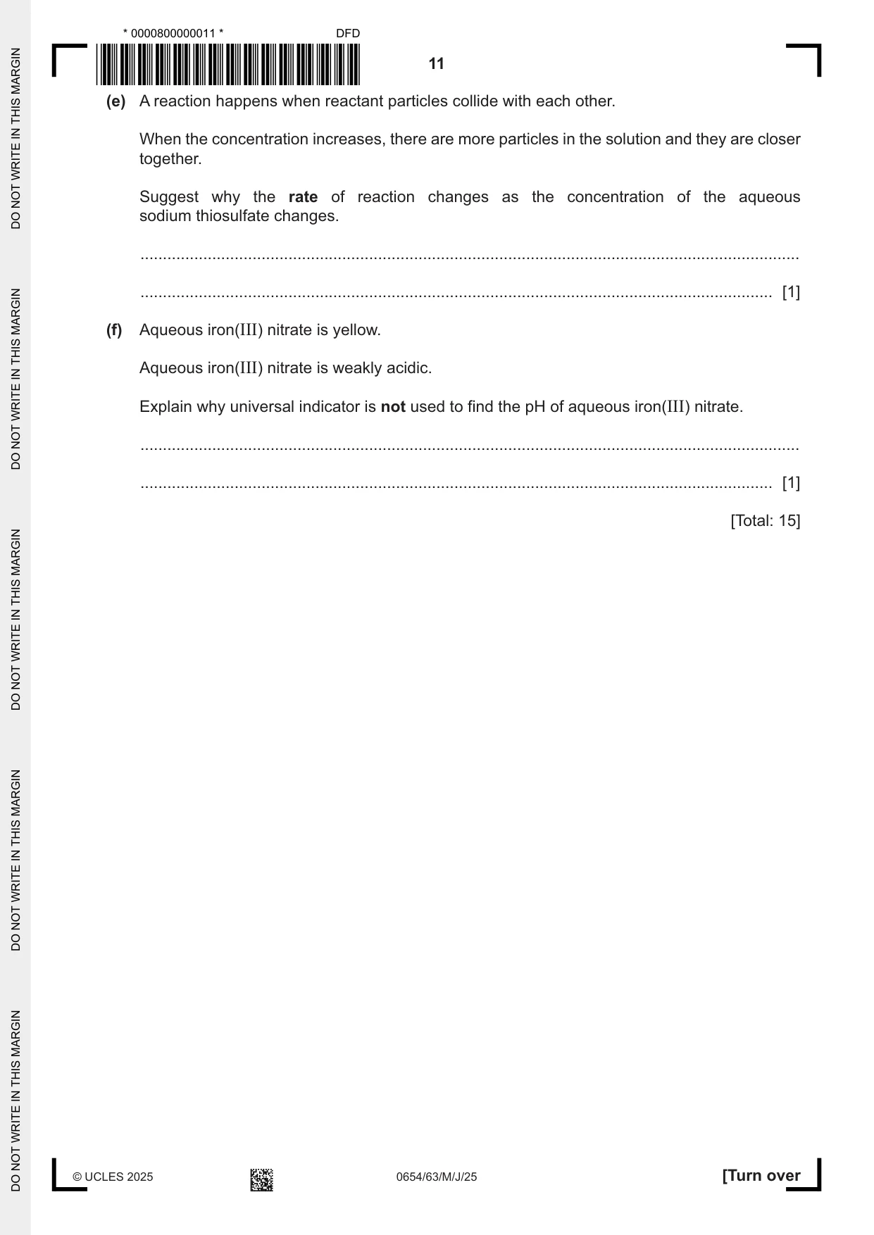 Cambridge IGCSE Sciences - Co-ordinated (Double) 0654 2025 May/June Paper 6 · Variant 3 question paper, page 11 of 24