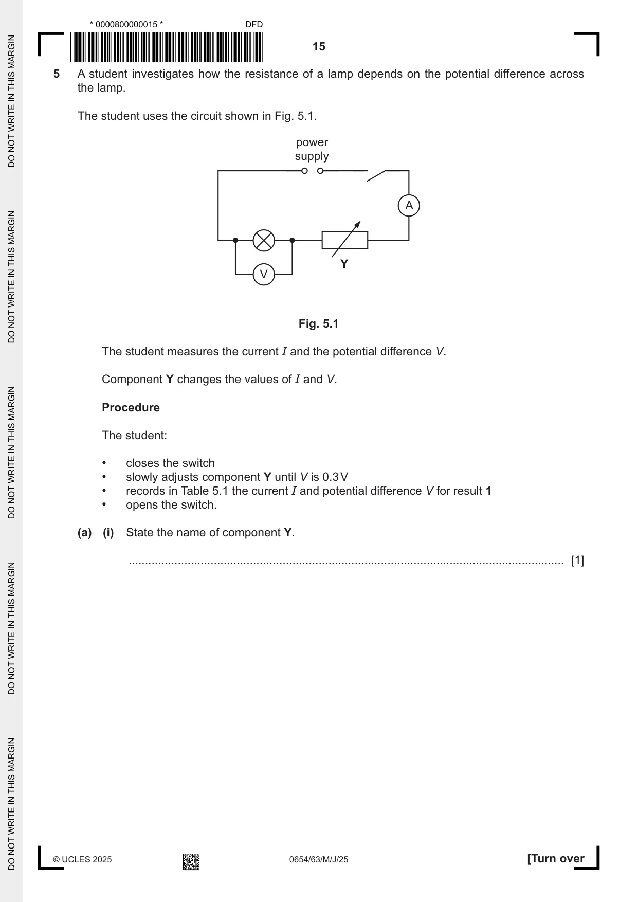 Cambridge IGCSE Sciences - Co-ordinated (Double) 0654 2025 May/June Paper 6 · Variant 3 question paper, page 15 of 24