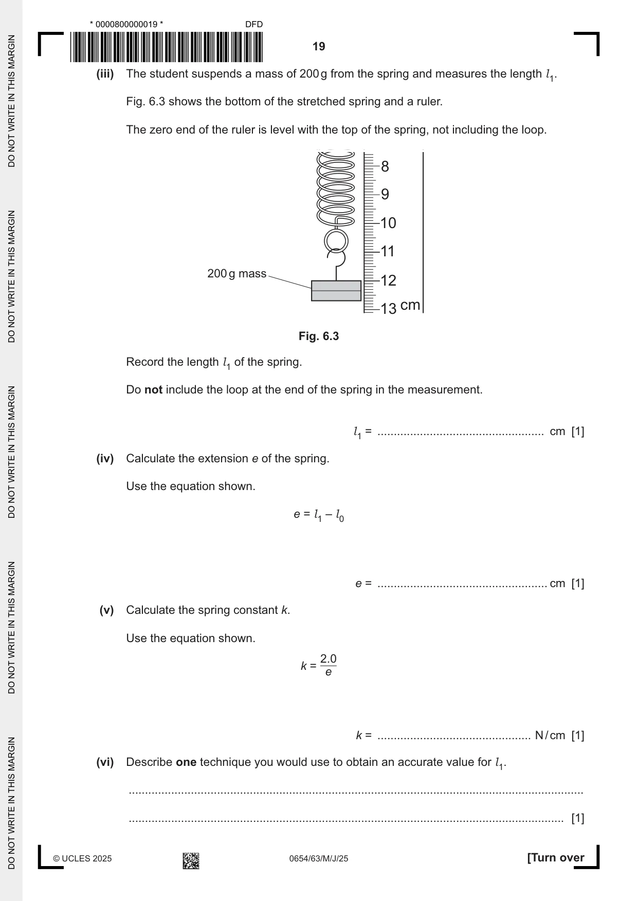Cambridge IGCSE Sciences - Co-ordinated (Double) 0654 2025 May/June Paper 6 · Variant 3 question paper, page 19 of 24