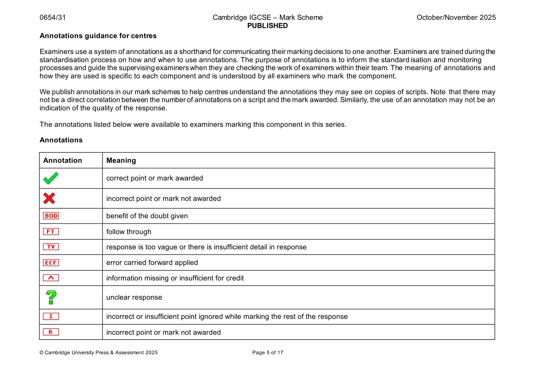 Mark scheme, page 5 of 17