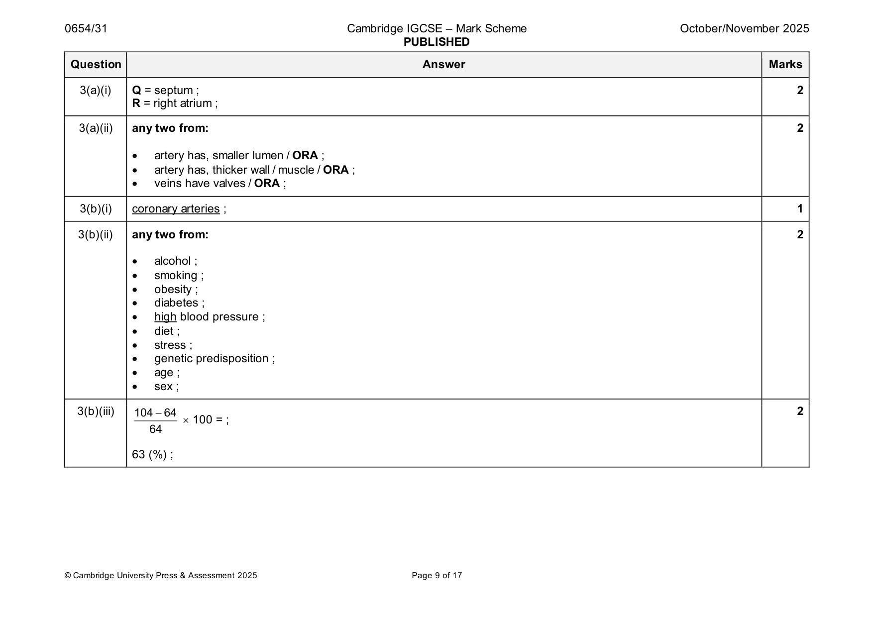 Mark scheme, page 9 of 17