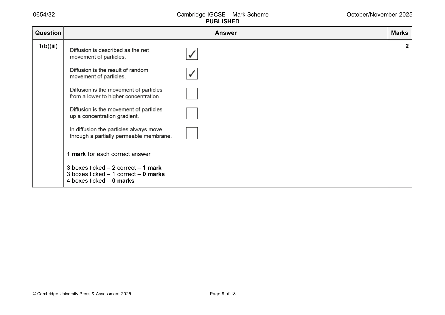 Mark scheme, page 8 of 18