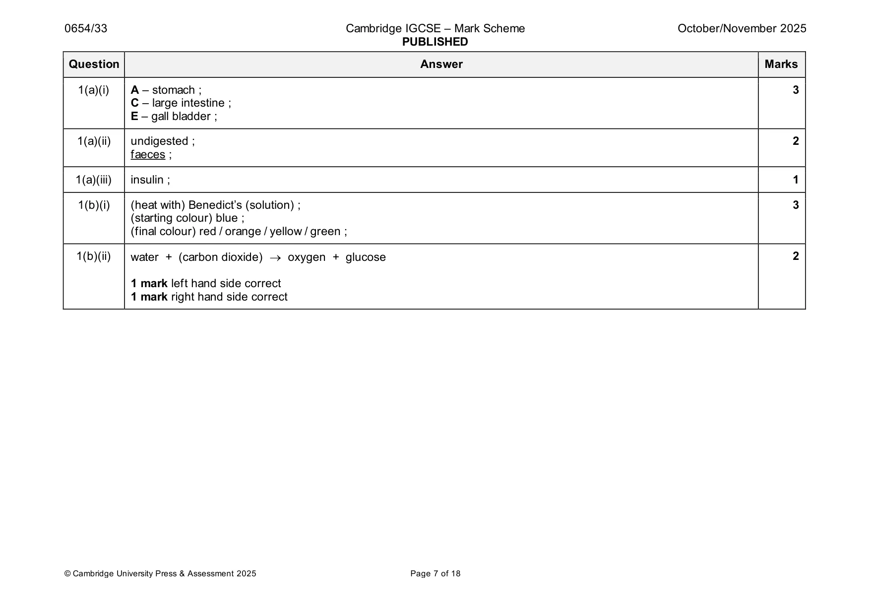 Mark scheme, page 7 of 18