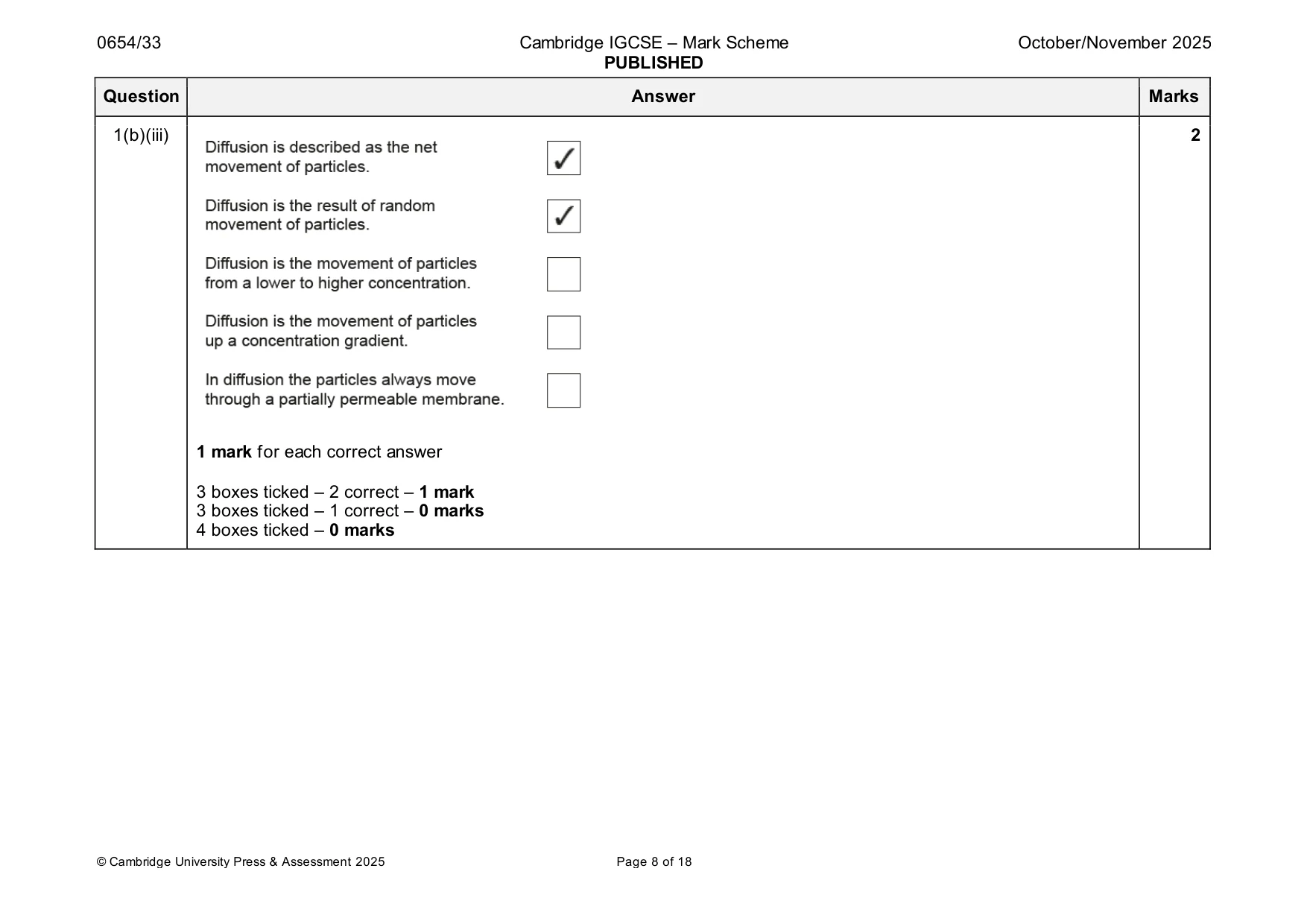 Mark scheme, page 8 of 18
