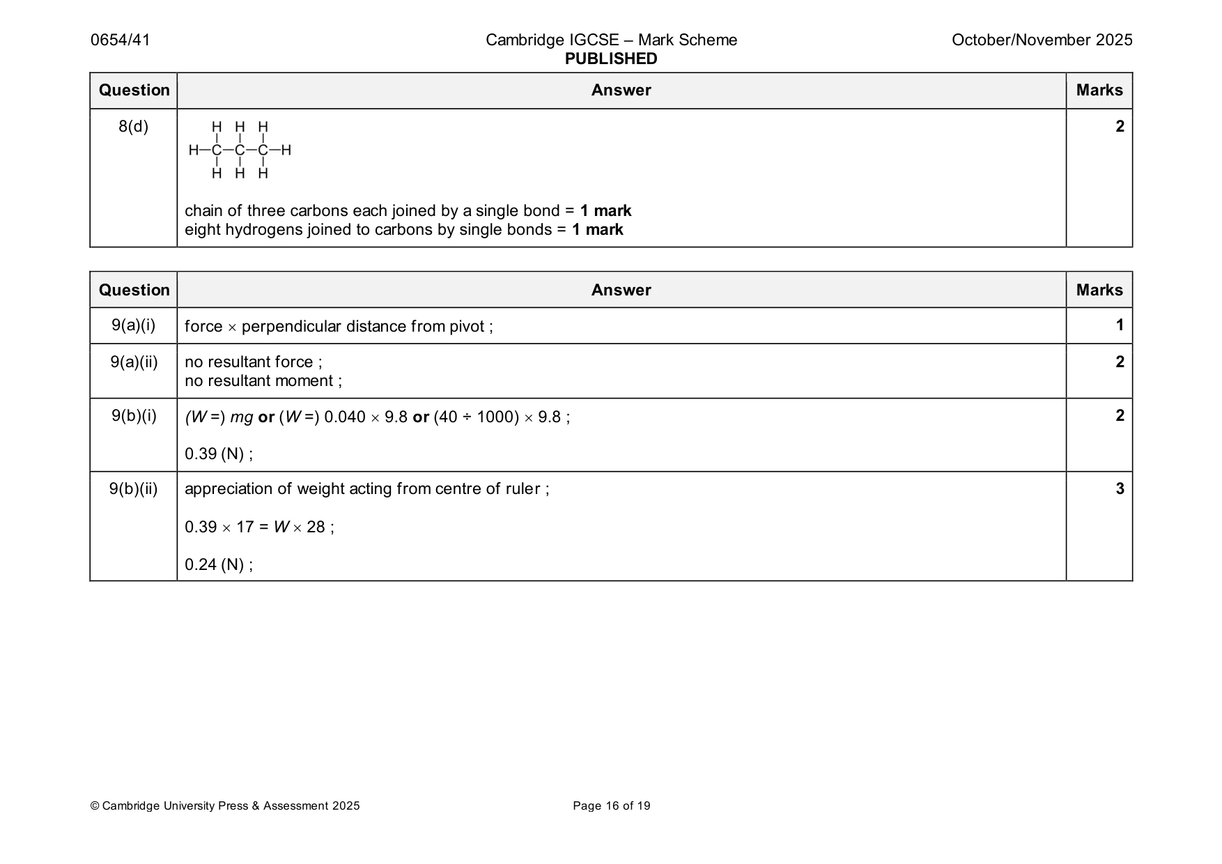 Mark scheme, page 16 of 19