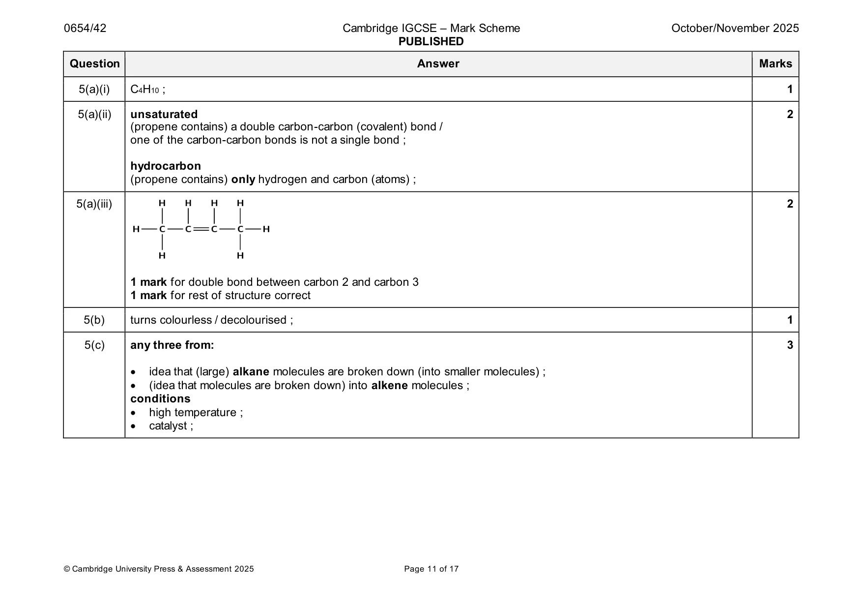 Mark scheme, page 11 of 17