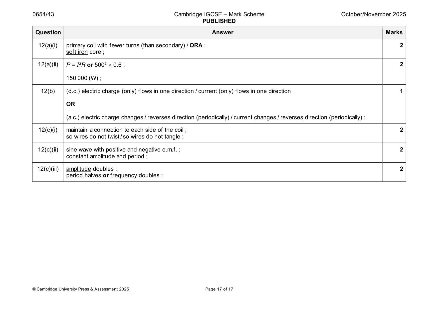 Mark scheme, page 17 of 17