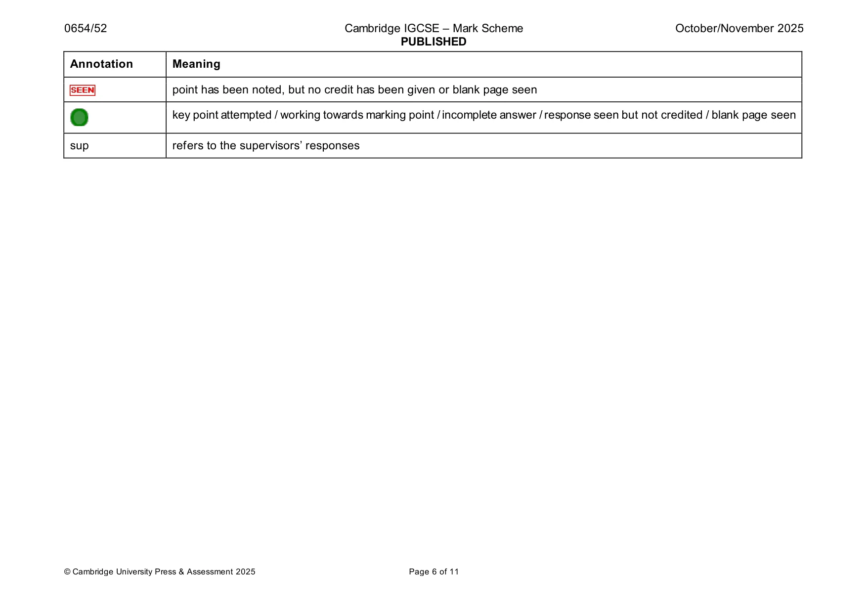 Mark scheme, page 6 of 11