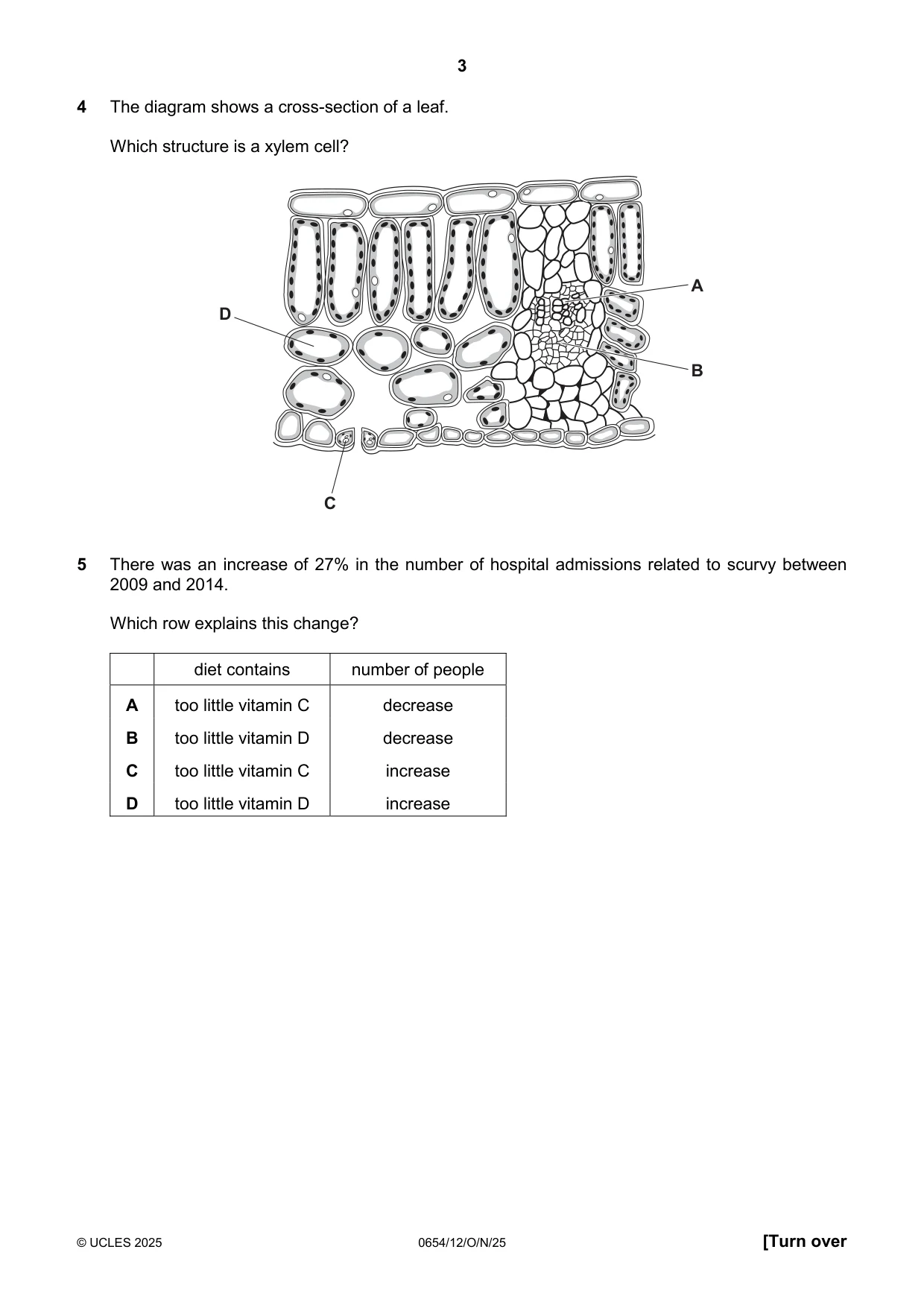Cambridge IGCSE Sciences - Co-ordinated (Double) 0654 2025 Oct/Nov Paper 1 · Variant 2 question paper, page 3 of 16