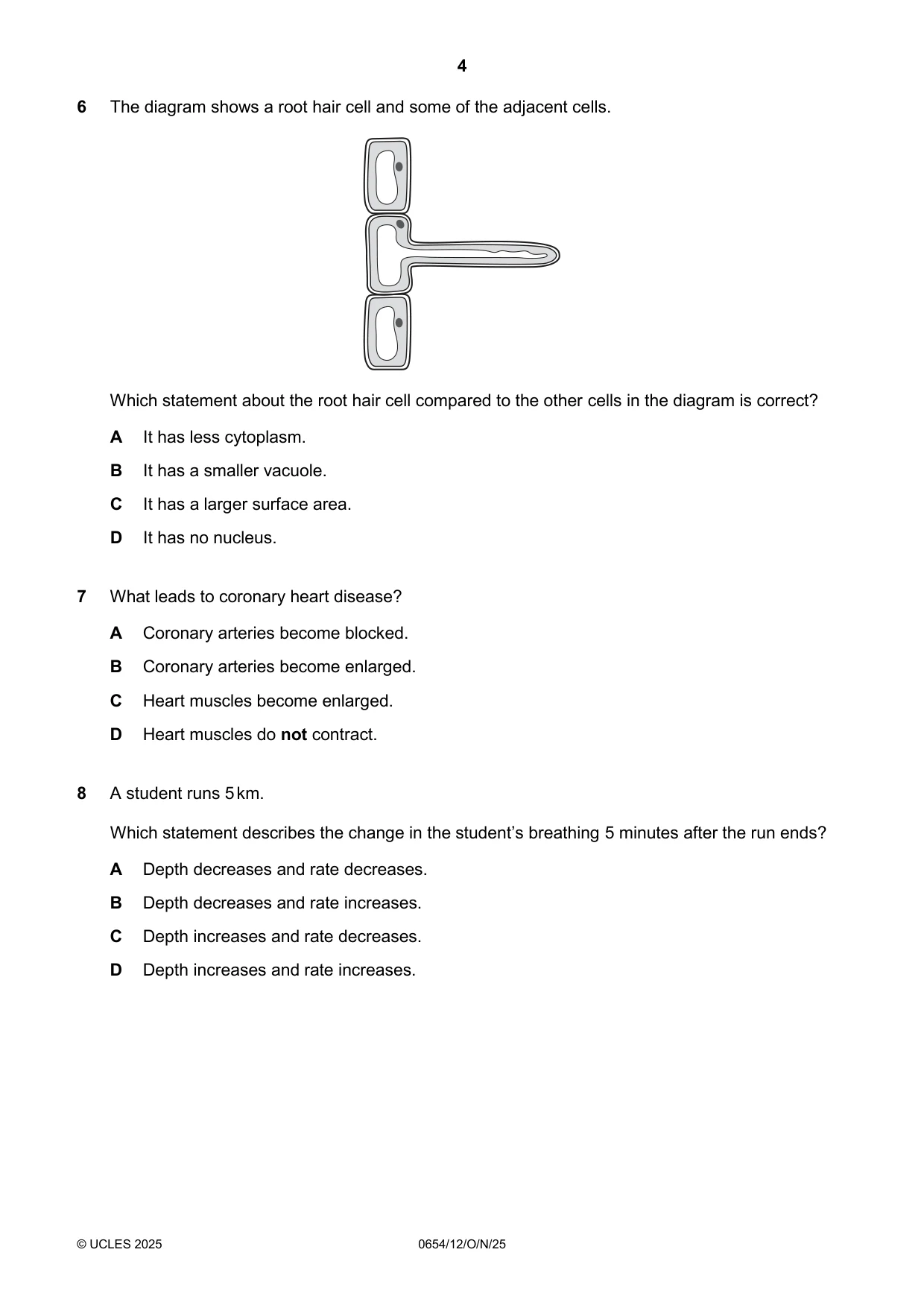 Cambridge IGCSE Sciences - Co-ordinated (Double) 0654 2025 Oct/Nov Paper 1 · Variant 2 question paper, page 4 of 16