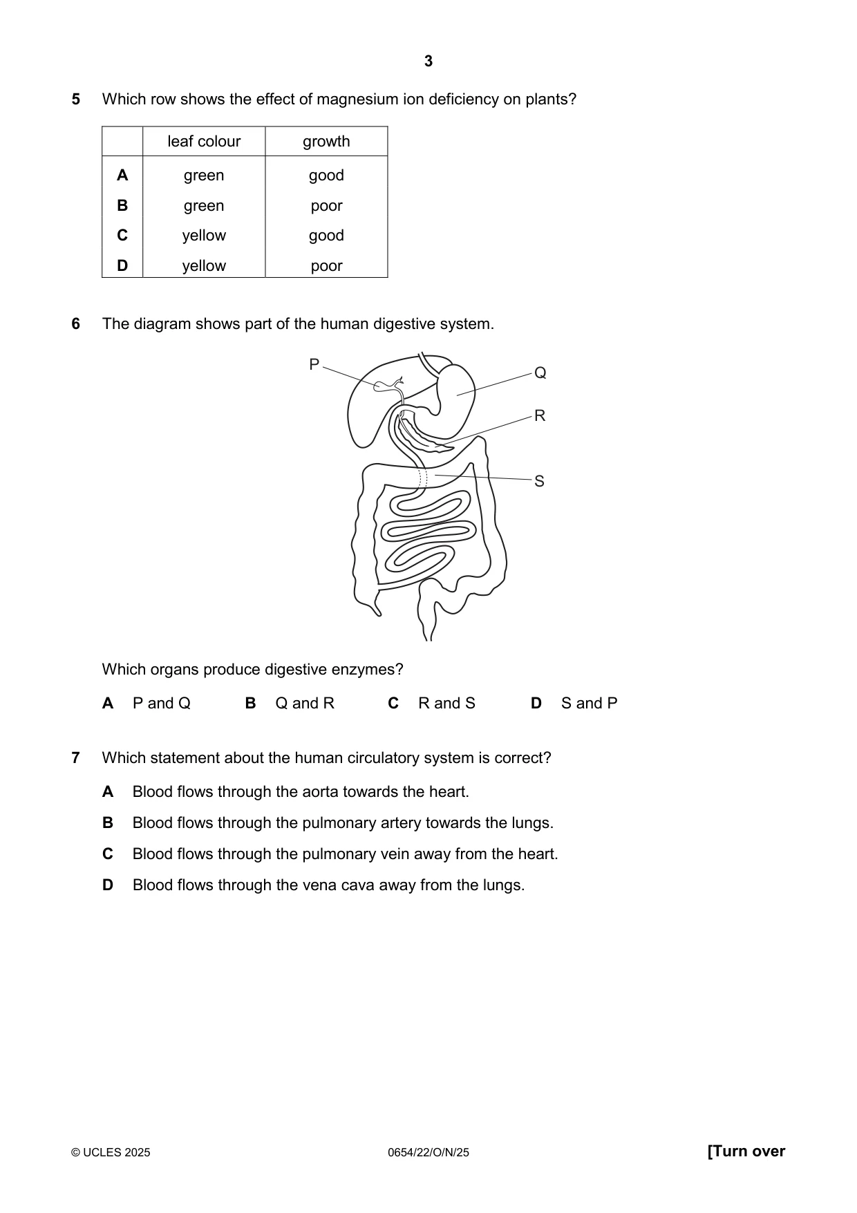 Cambridge IGCSE Sciences - Co-ordinated (Double) 0654 2025 Oct/Nov Paper 2 · Variant 2 question paper, page 3 of 16