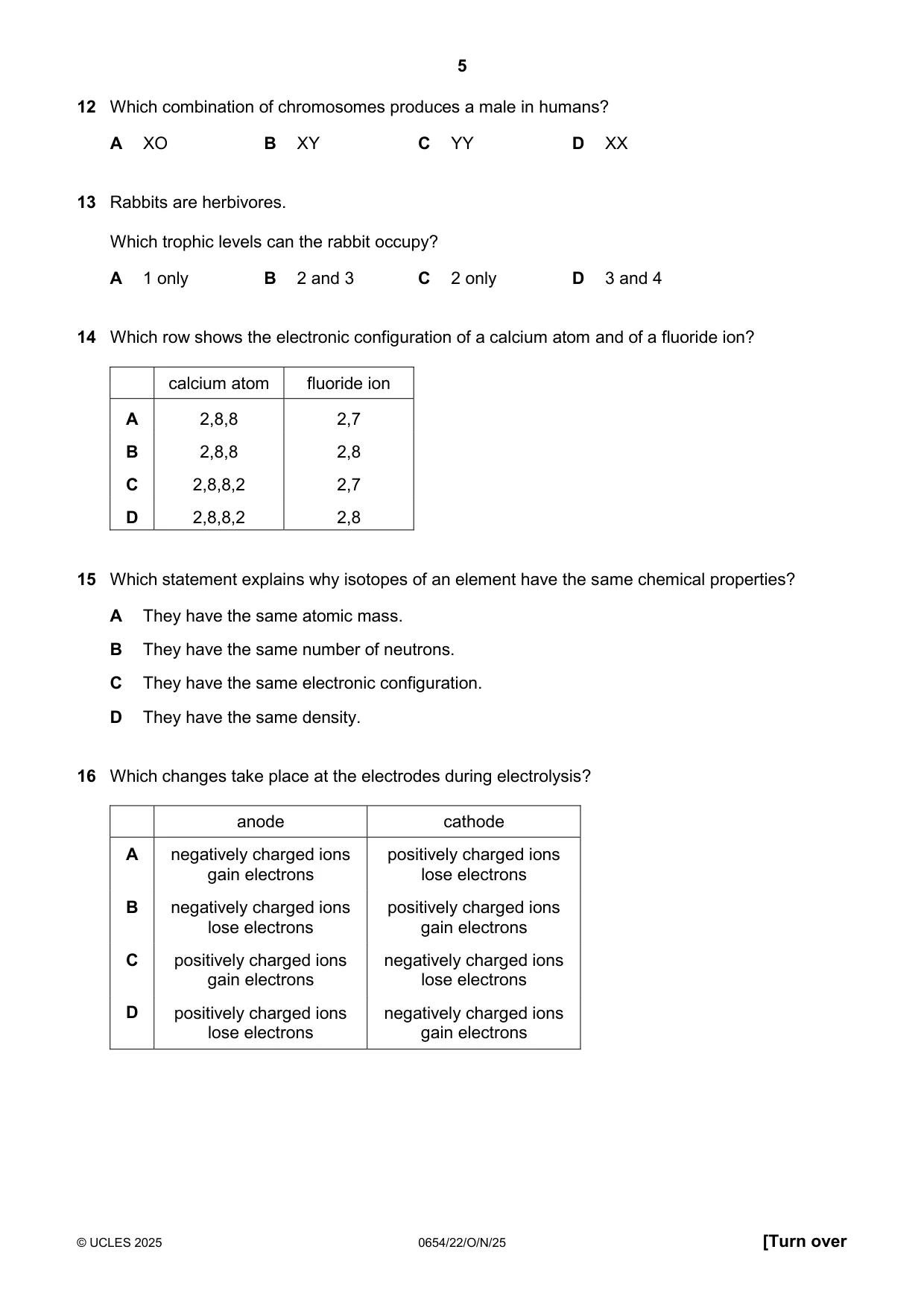 Cambridge IGCSE Sciences - Co-ordinated (Double) 0654 2025 Oct/Nov Paper 2 · Variant 2 question paper, page 5 of 16