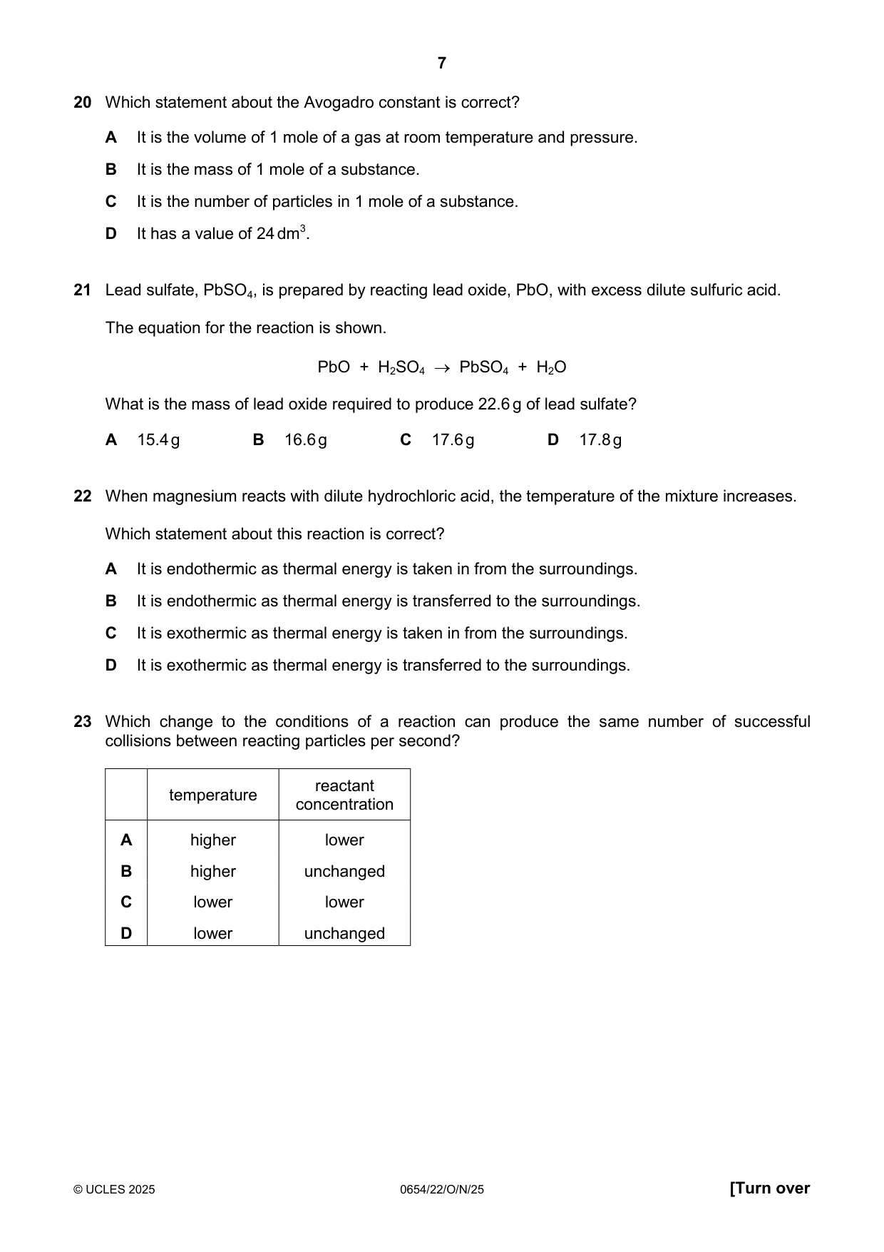 Cambridge IGCSE Sciences - Co-ordinated (Double) 0654 2025 Oct/Nov Paper 2 · Variant 2 question paper, page 7 of 16