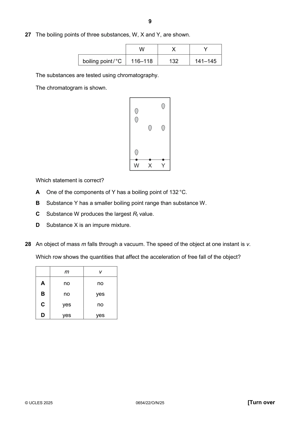 Cambridge IGCSE Sciences - Co-ordinated (Double) 0654 2025 Oct/Nov Paper 2 · Variant 2 question paper, page 9 of 16