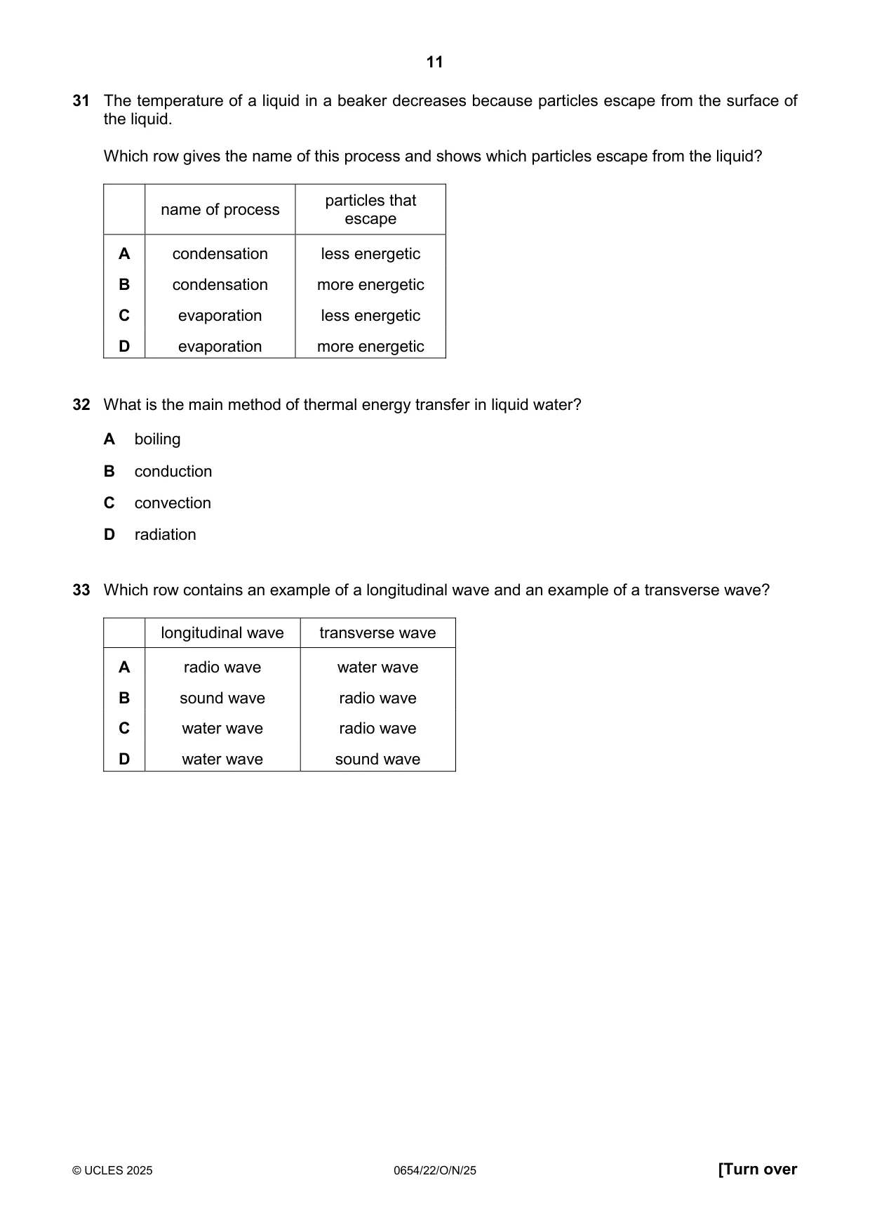 Cambridge IGCSE Sciences - Co-ordinated (Double) 0654 2025 Oct/Nov Paper 2 · Variant 2 question paper, page 11 of 16