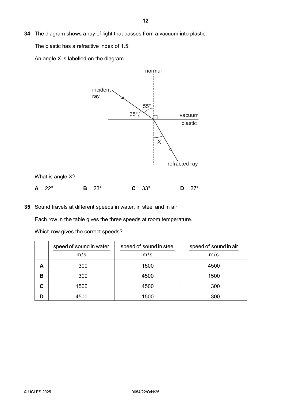 Cambridge IGCSE Sciences - Co-ordinated (Double) 0654 2025 Oct/Nov Paper 2 · Variant 2 question paper, page 12 of 16