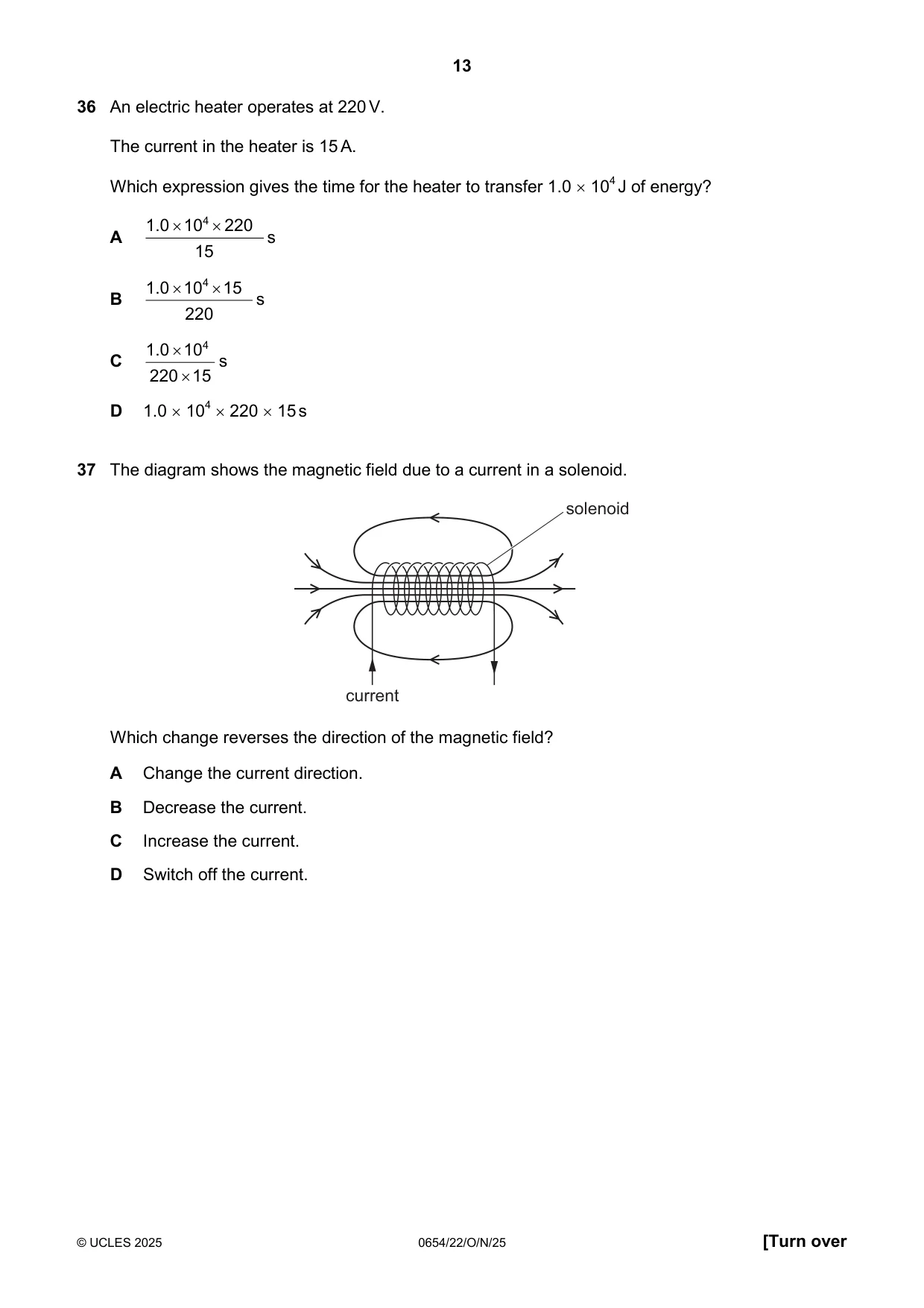 Cambridge IGCSE Sciences - Co-ordinated (Double) 0654 2025 Oct/Nov Paper 2 · Variant 2 question paper, page 13 of 16