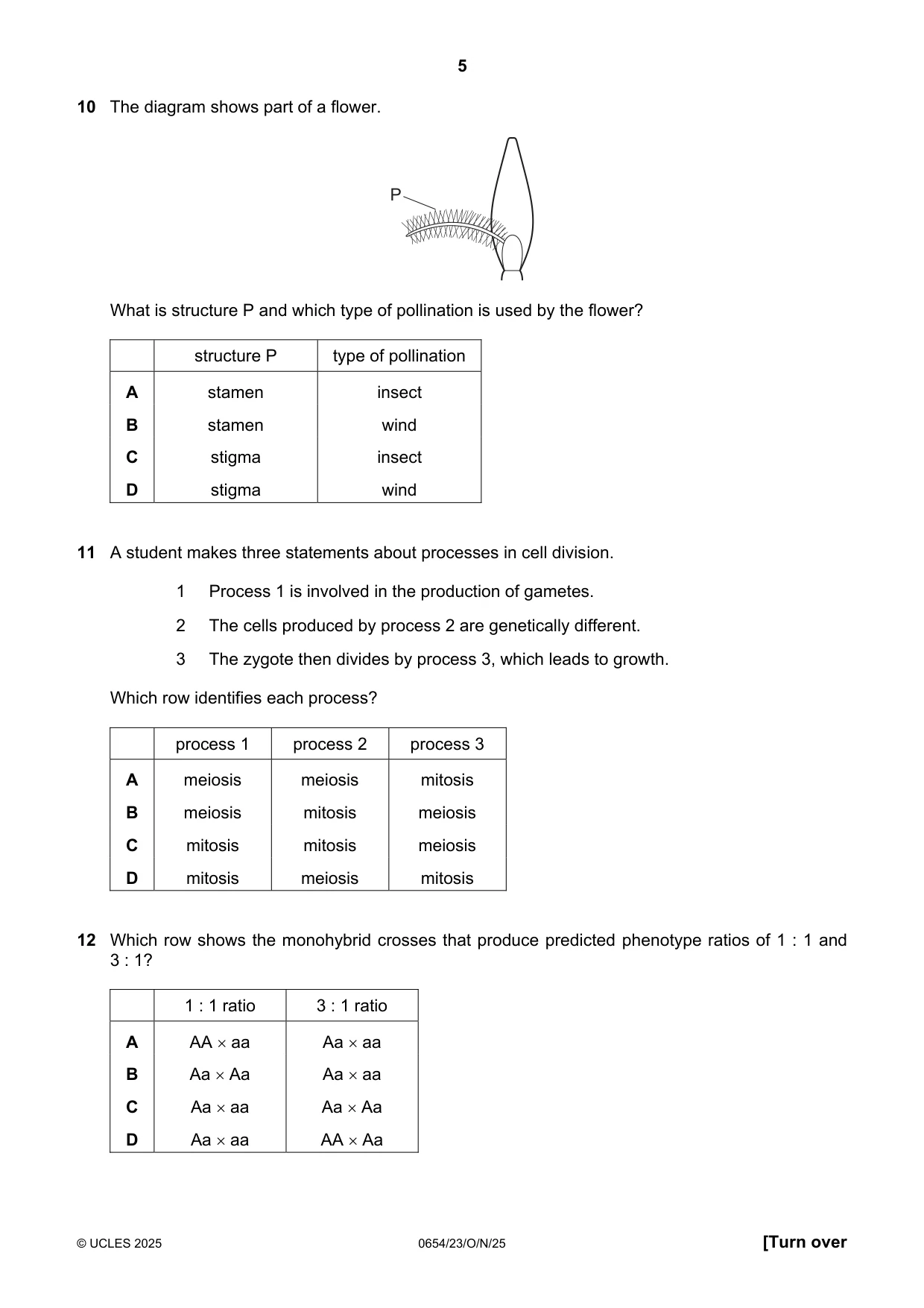 Cambridge IGCSE Sciences - Co-ordinated (Double) 0654 2025 Oct/Nov Paper 2 · Variant 3 question paper, page 5 of 16