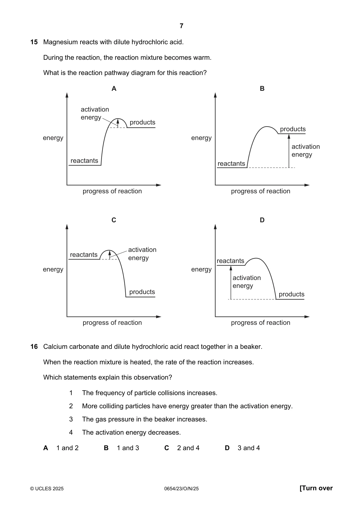 Cambridge IGCSE Sciences - Co-ordinated (Double) 0654 2025 Oct/Nov Paper 2 · Variant 3 question paper, page 7 of 16