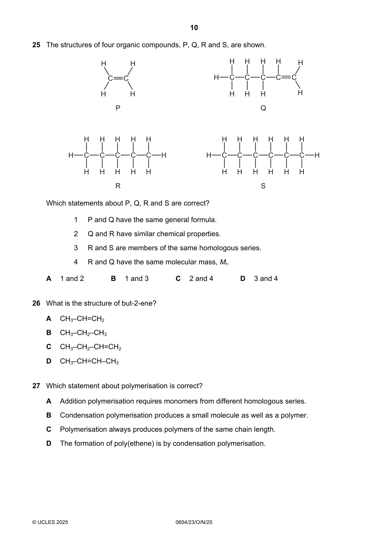Cambridge IGCSE Sciences - Co-ordinated (Double) 0654 2025 Oct/Nov Paper 2 · Variant 3 question paper, page 10 of 16